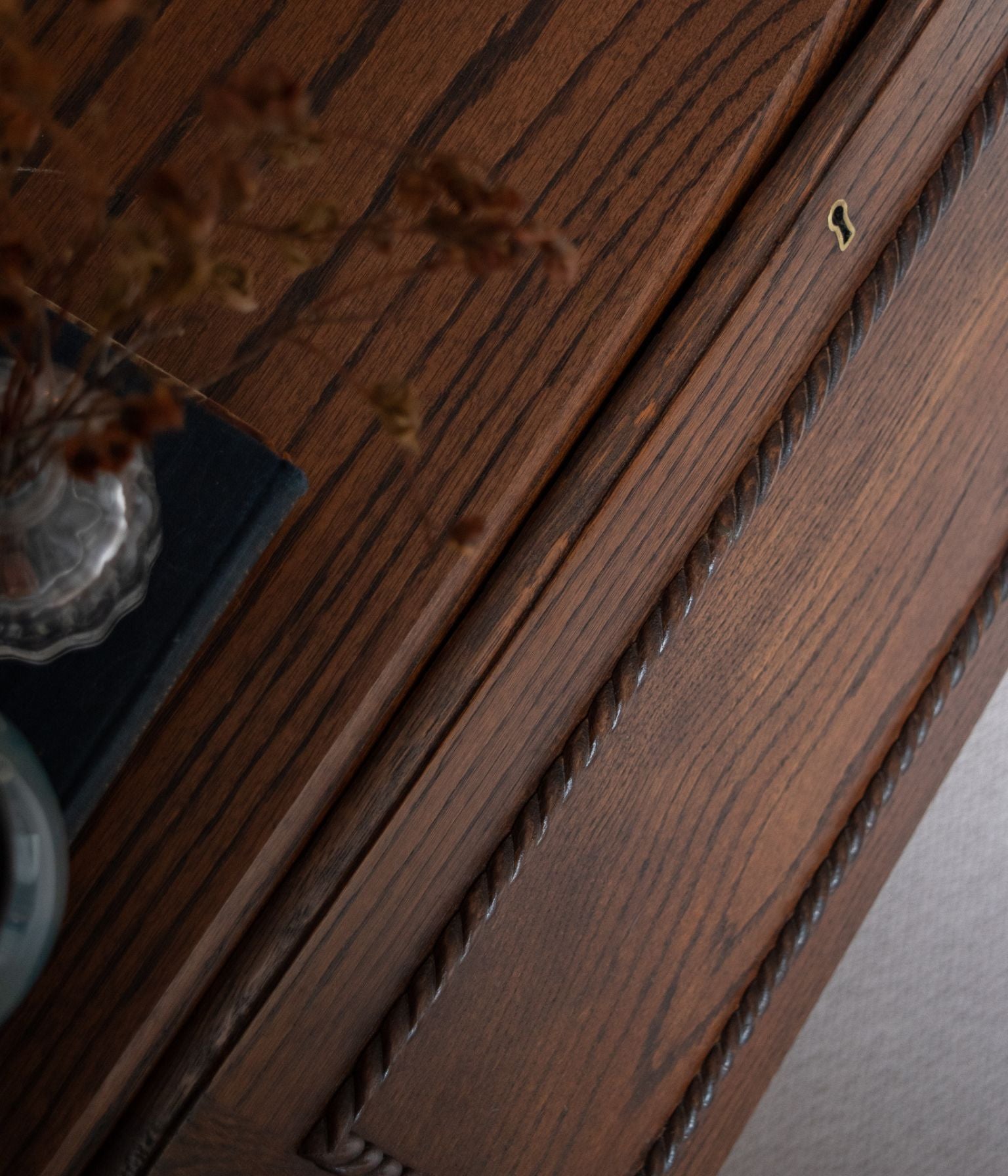 Antique Solid Oak Bureau With Rope Trim In Blend #41