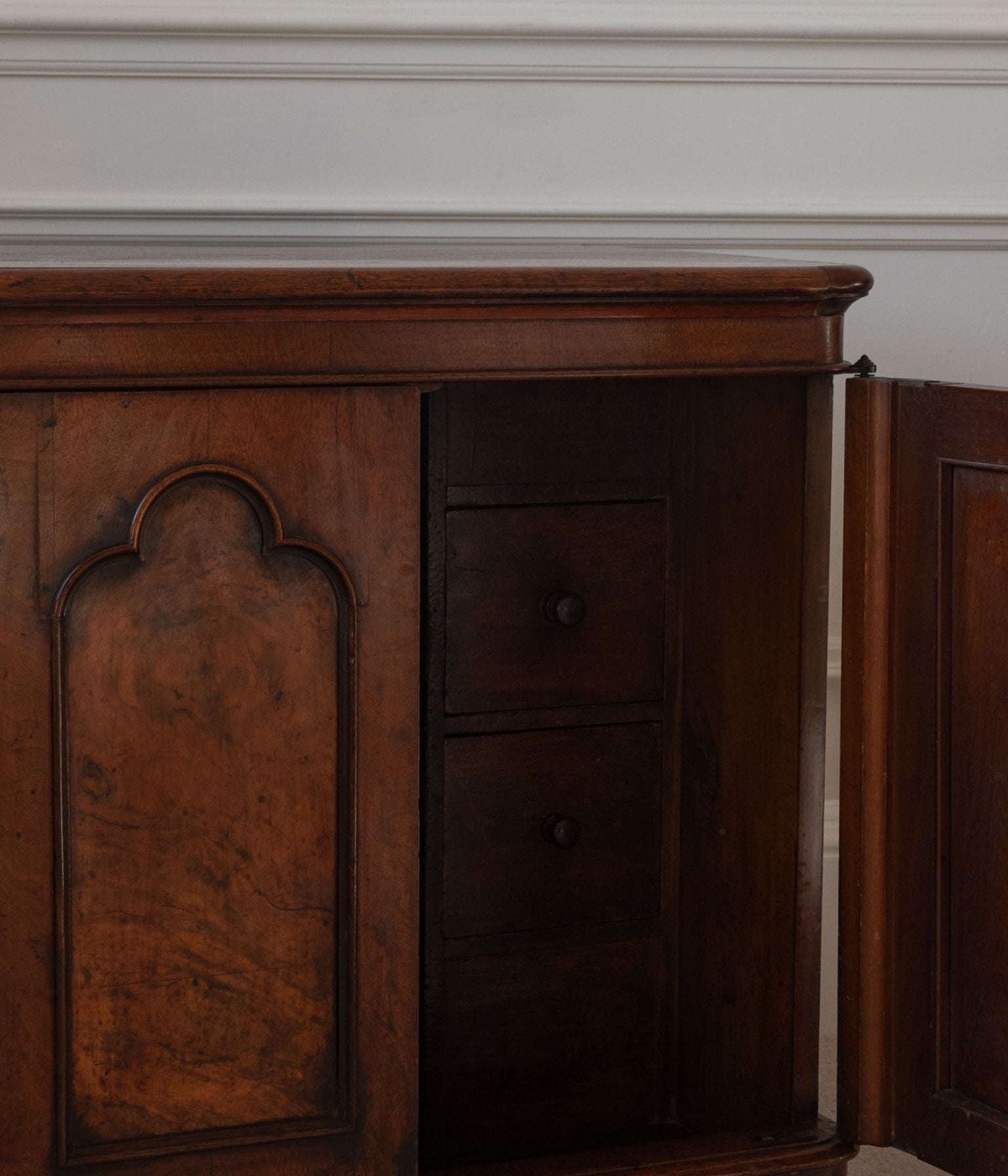 Victorian Mahogany Side Cabinet with Arched Panel Doors