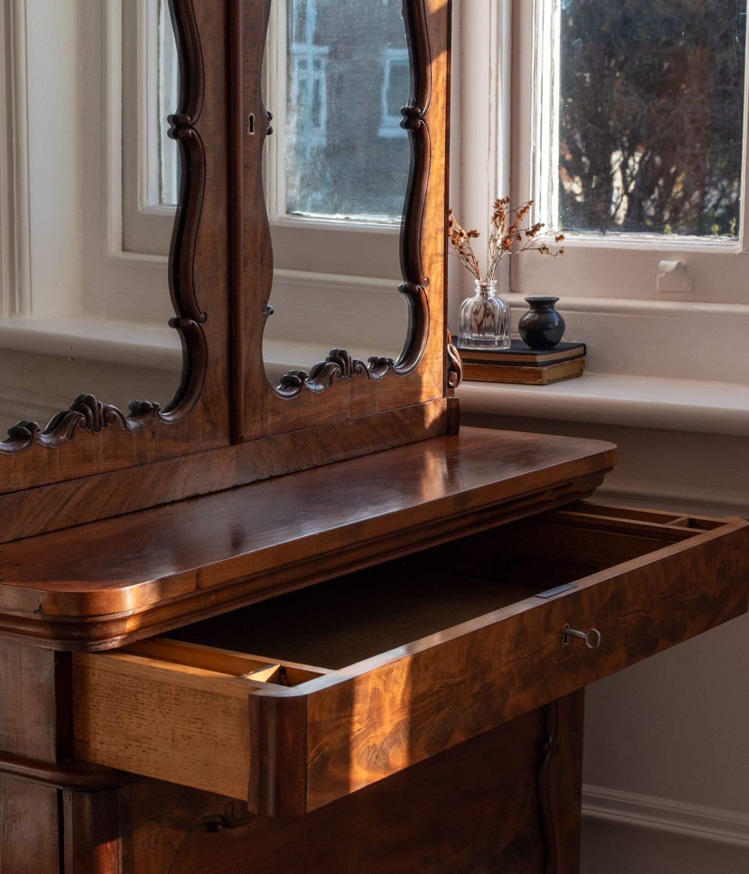 Late-19th Century Dutch Mahogany Secretaire Cabinet