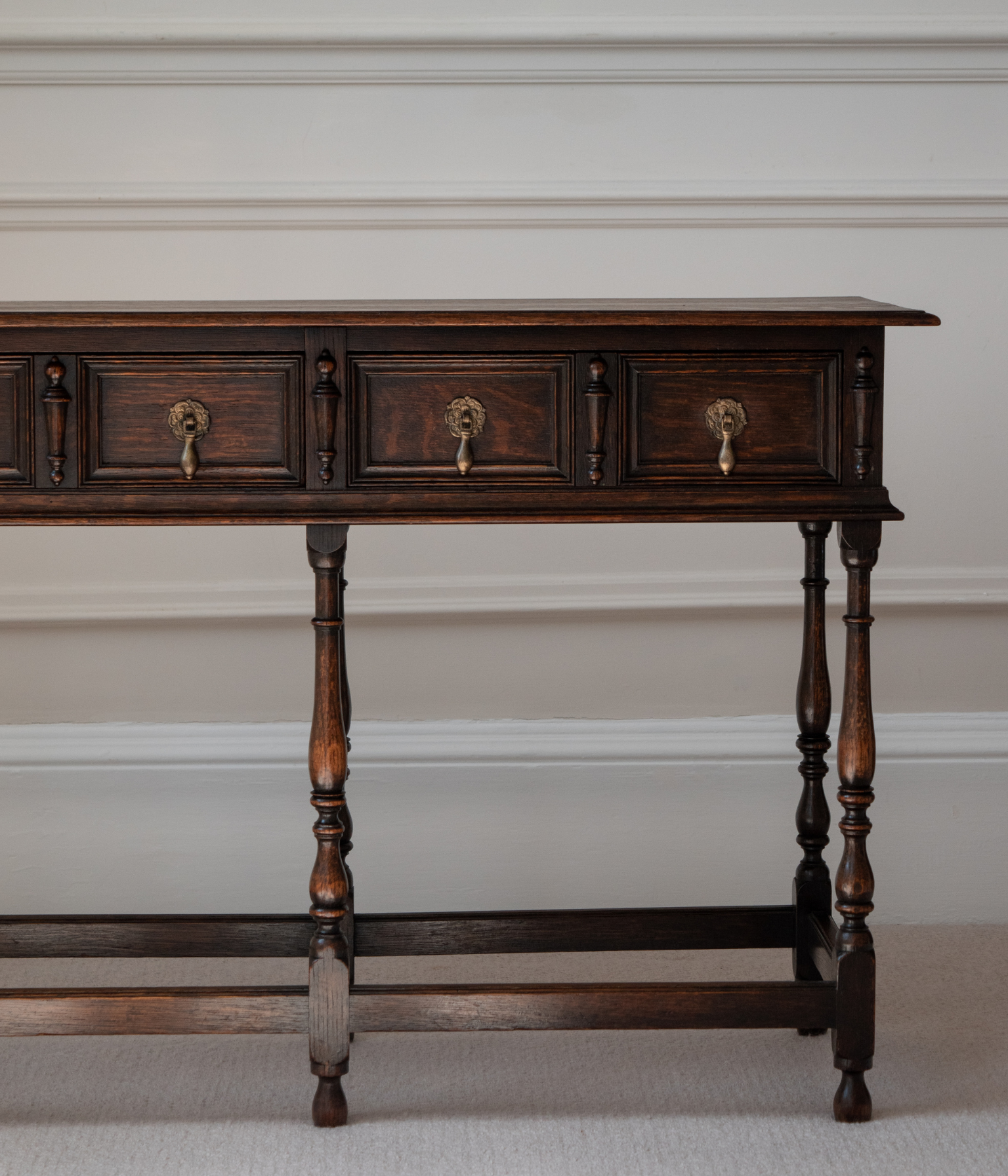 Vintage Jacobean Revival Oak Hall Table