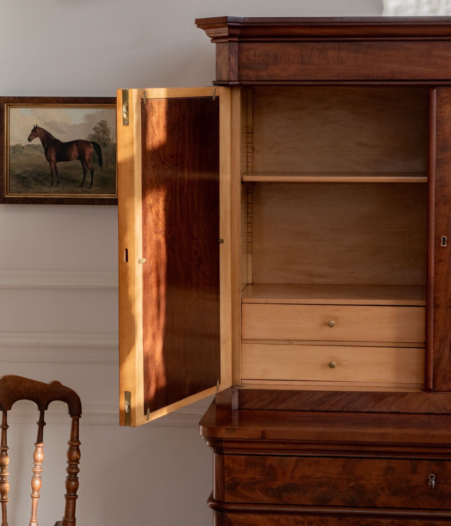 Late-19th Century Dutch Mahogany Secretaire Cabinet