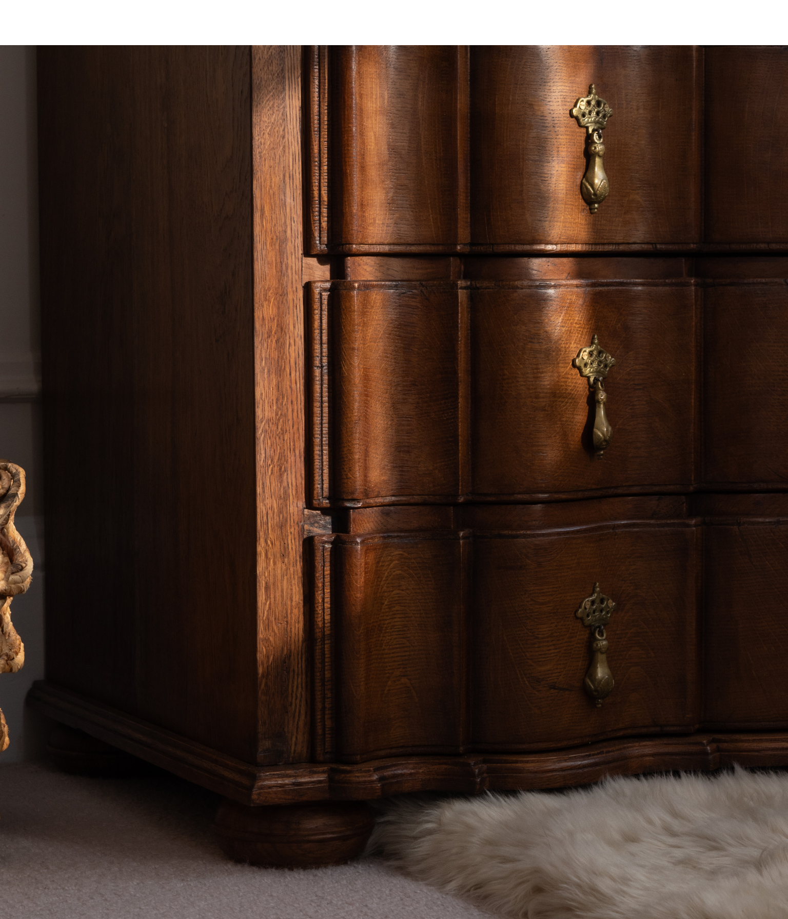 Early 19th-Century Dutch Oak Serpentine-Front Bureau