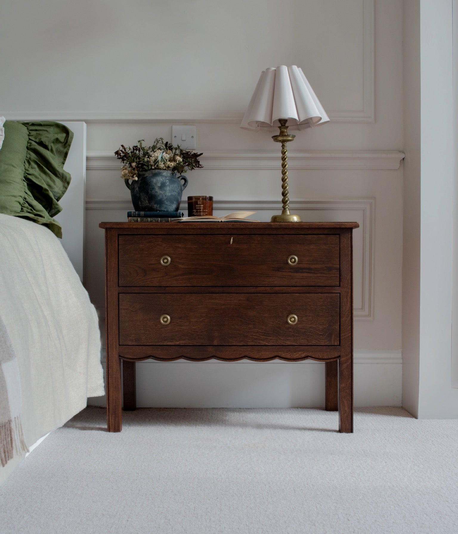 Santiago Scalloped Bedside Table - My Tiny Estate Edition