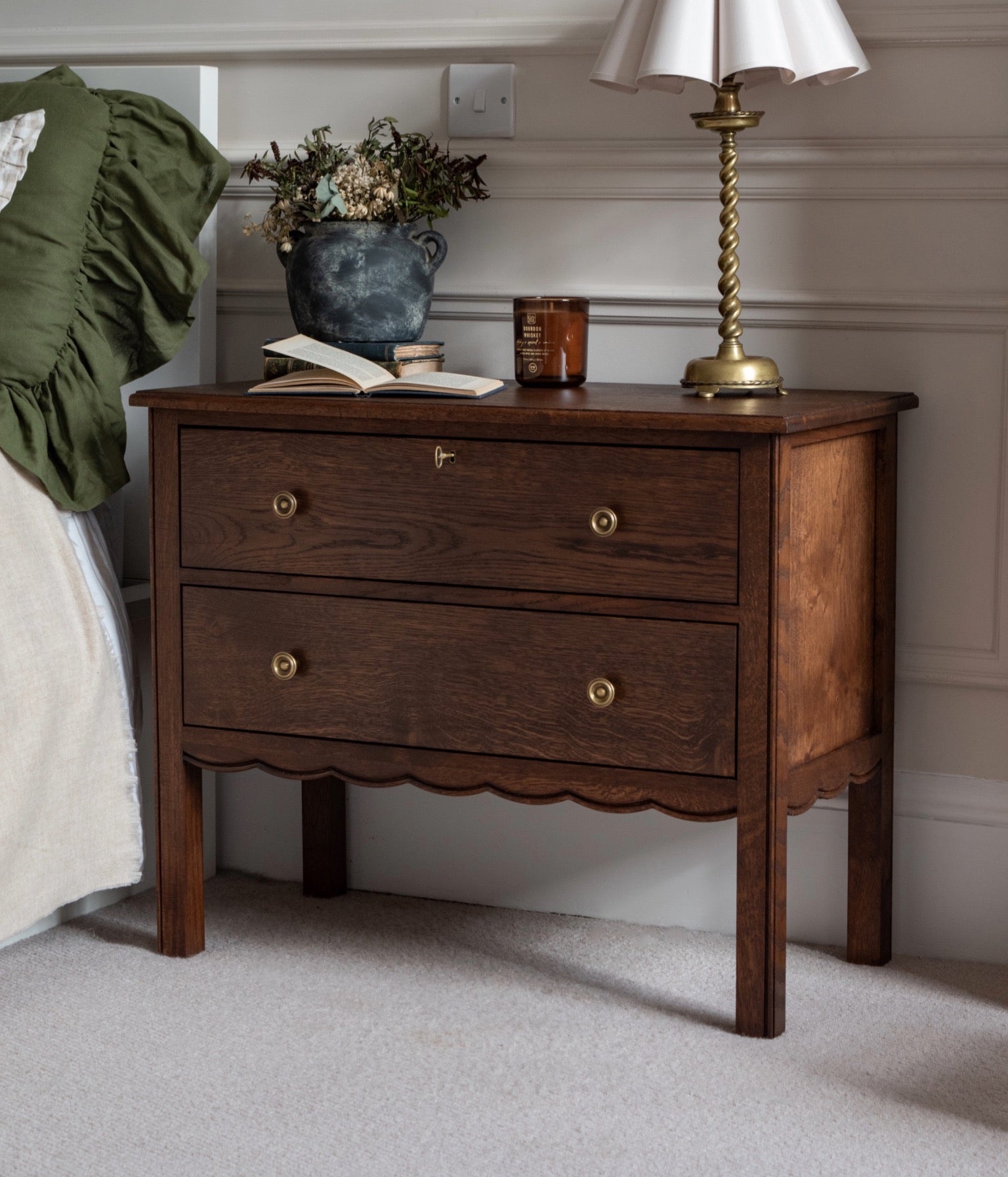 Santiago Scalloped Bedside Table - My Tiny Estate Edition