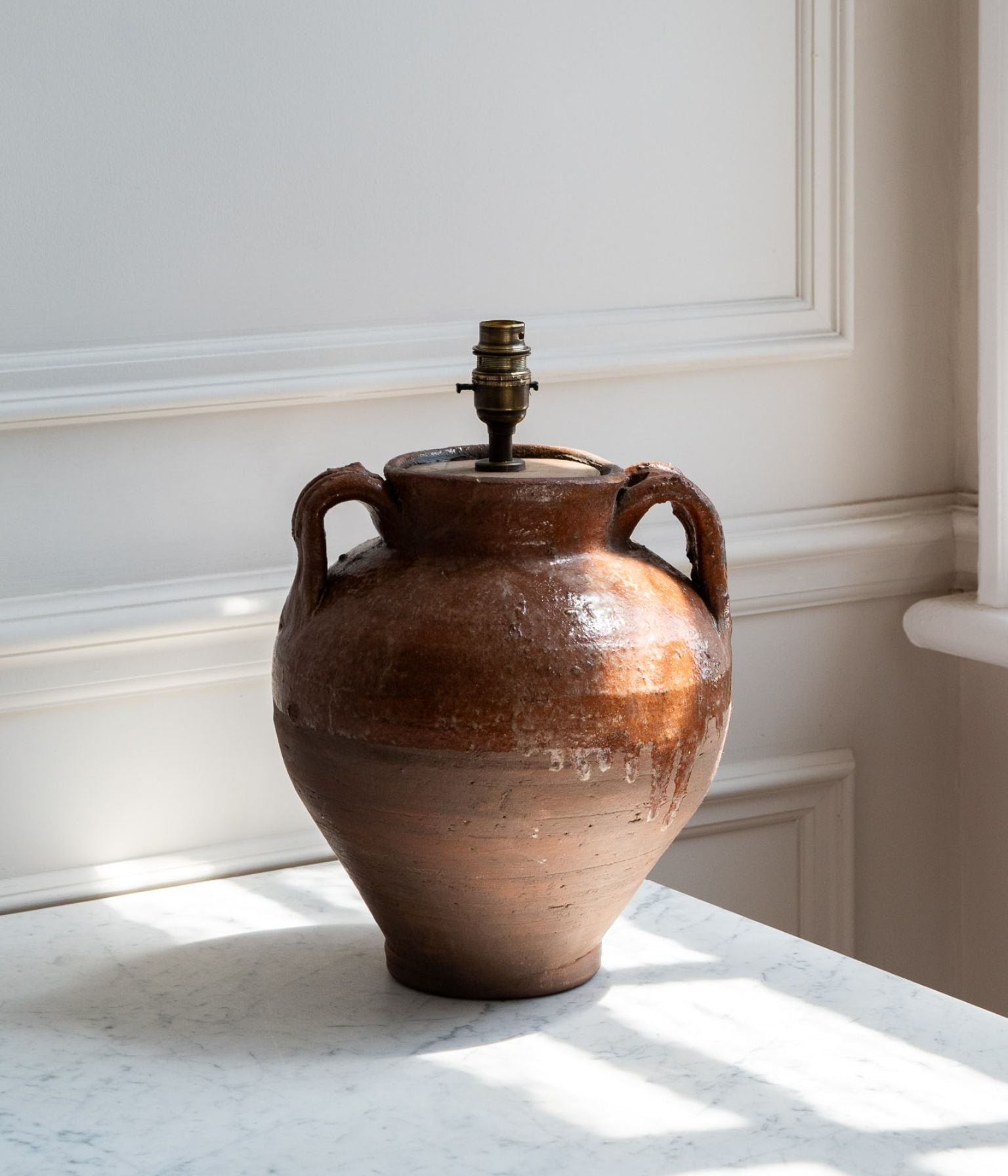Antique Handcrafted Terracotta Amphora Lamp