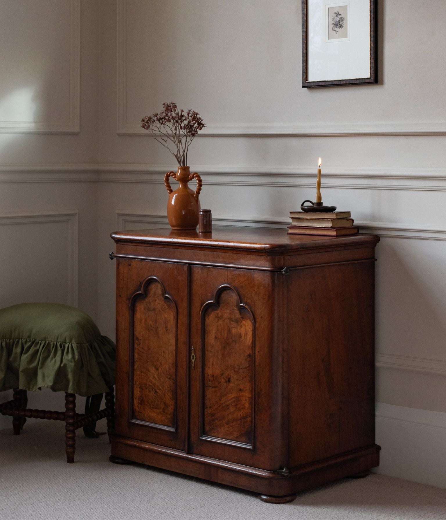 Victorian Mahogany Side Cabinet with Arched Panel Doors