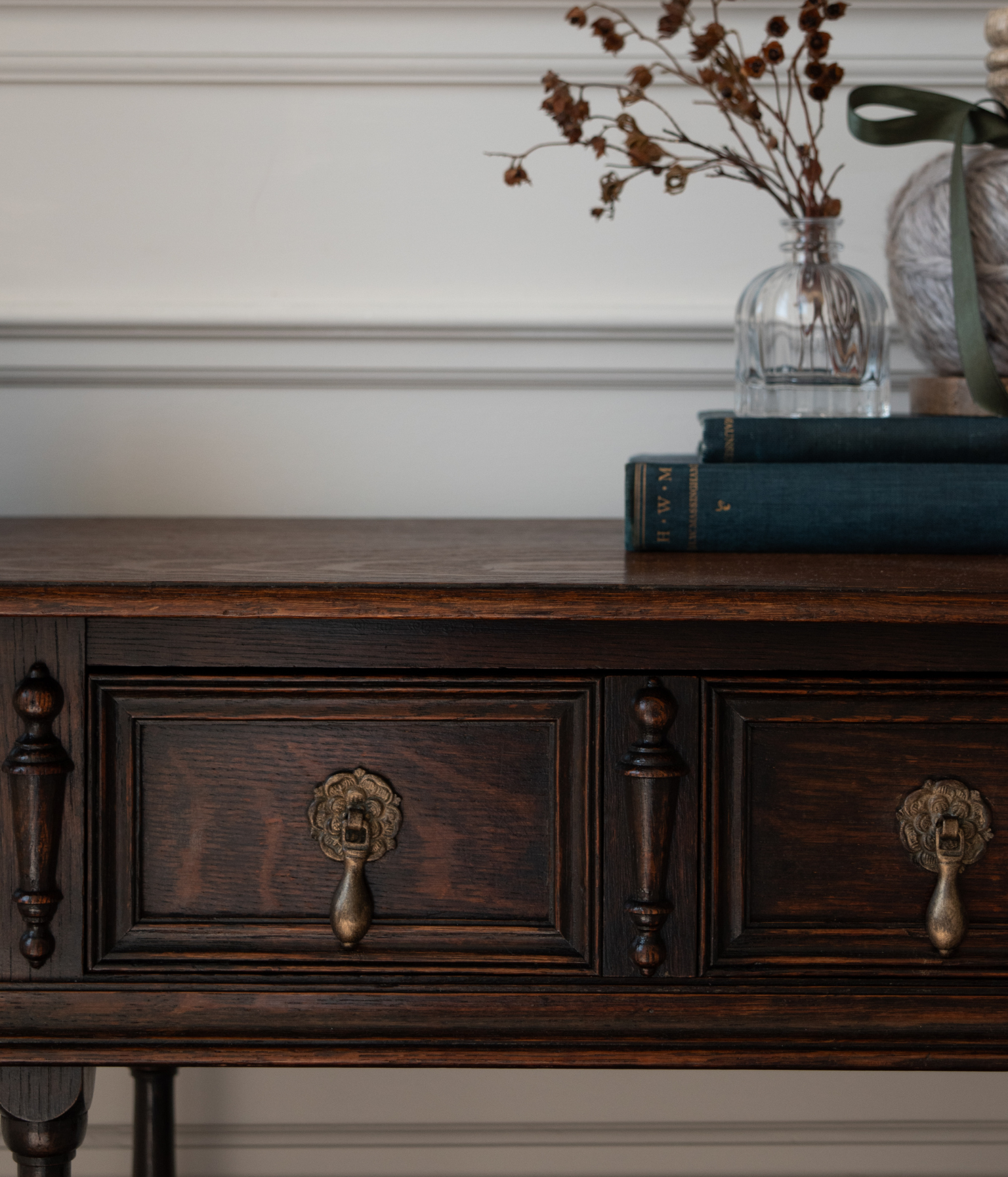 Vintage Jacobean Revival Oak Hall Table
