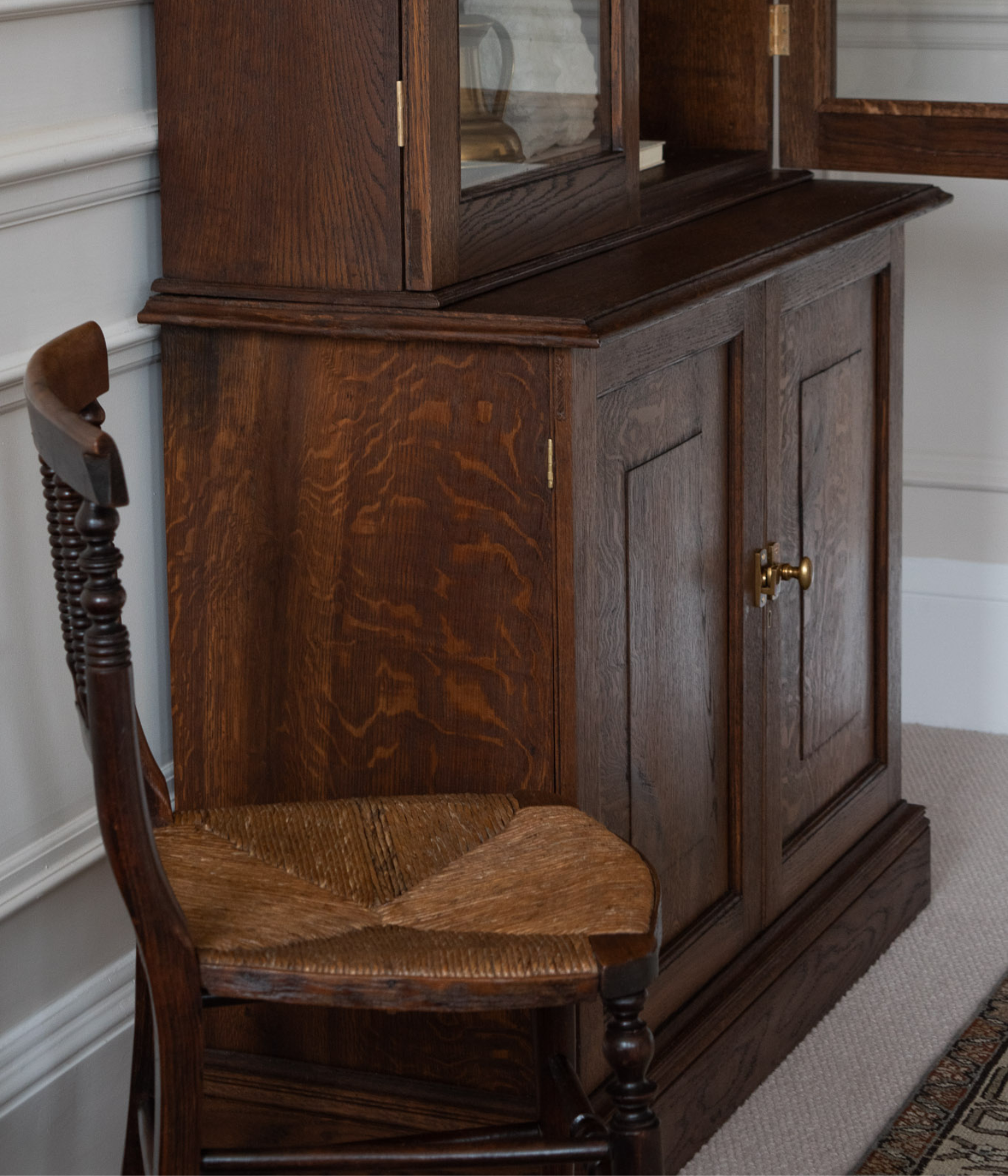 Victorian Solid Oak Glazed Display Cabinet