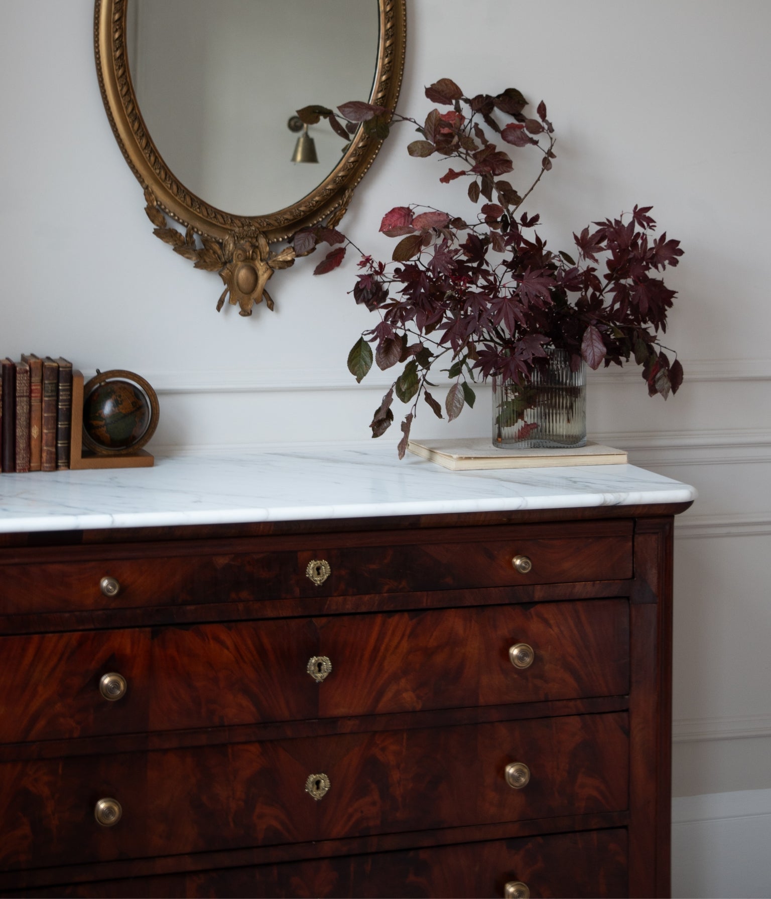 Mid-19th Century Louis Philippe French Mahogany Commode with Honed Calacatta Marble Top