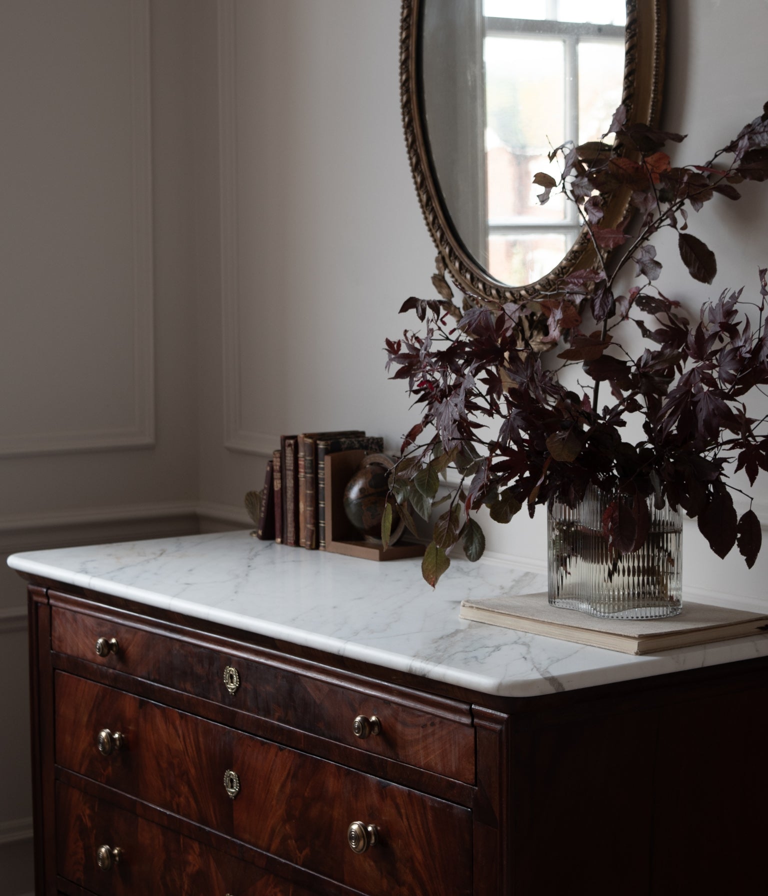 Mid-19th Century Louis Philippe French Mahogany Commode with Honed Calacatta Marble Top