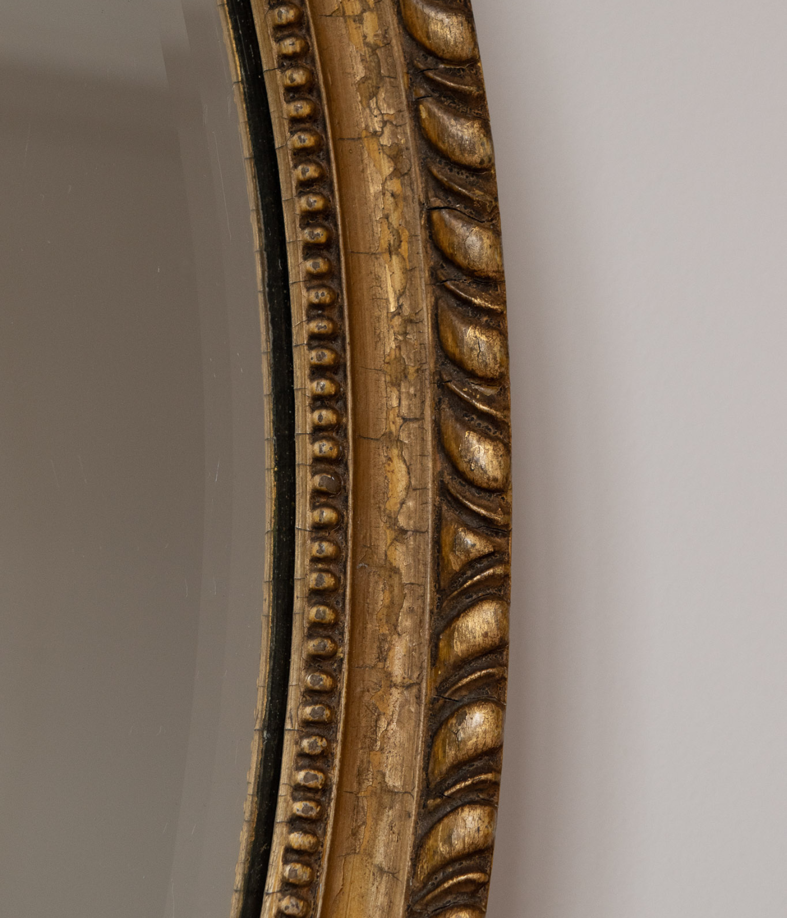 Original Late 19th Century Oval Giltwood Mirror with Bevelled Glass
