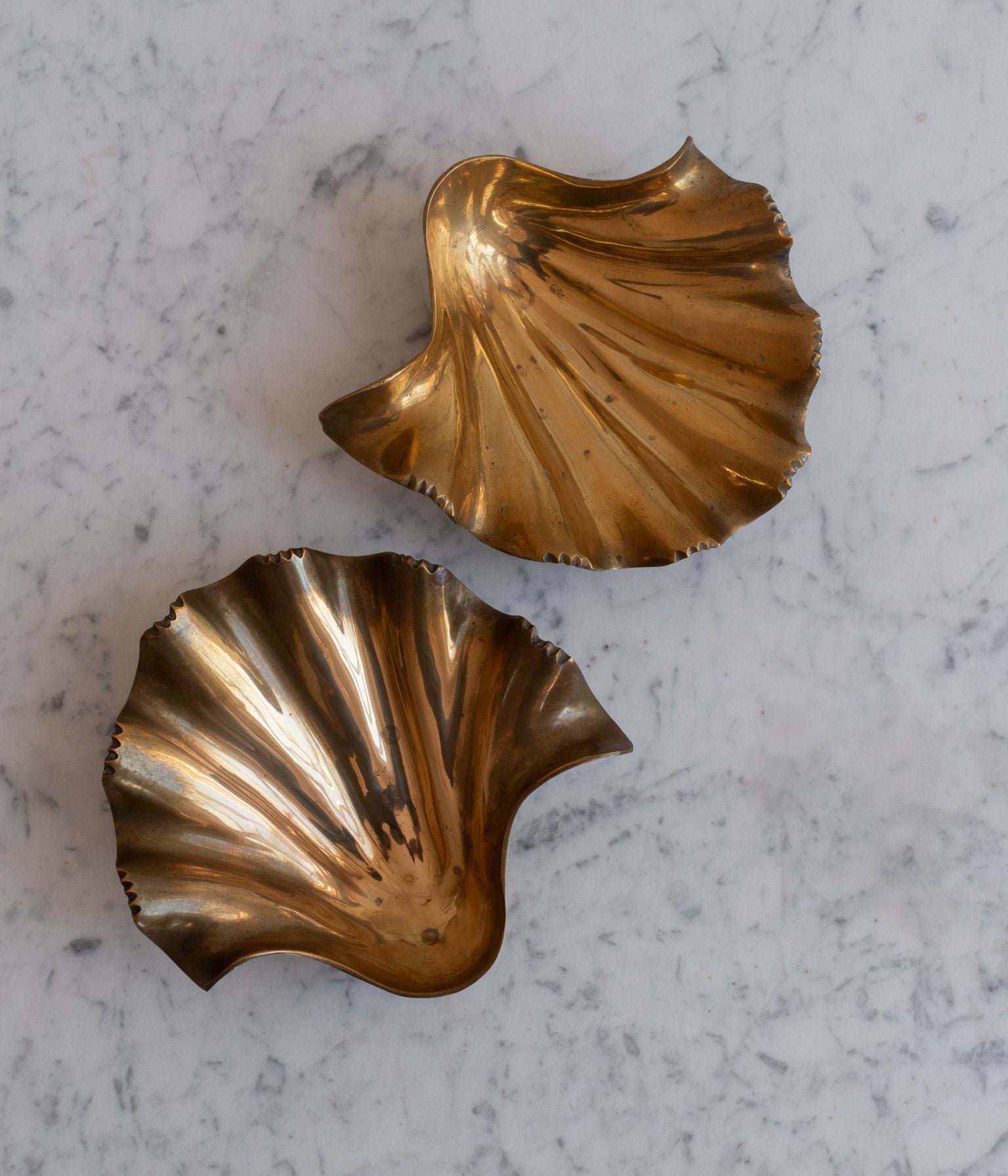Pair of Vintage Brass Shell Dishes