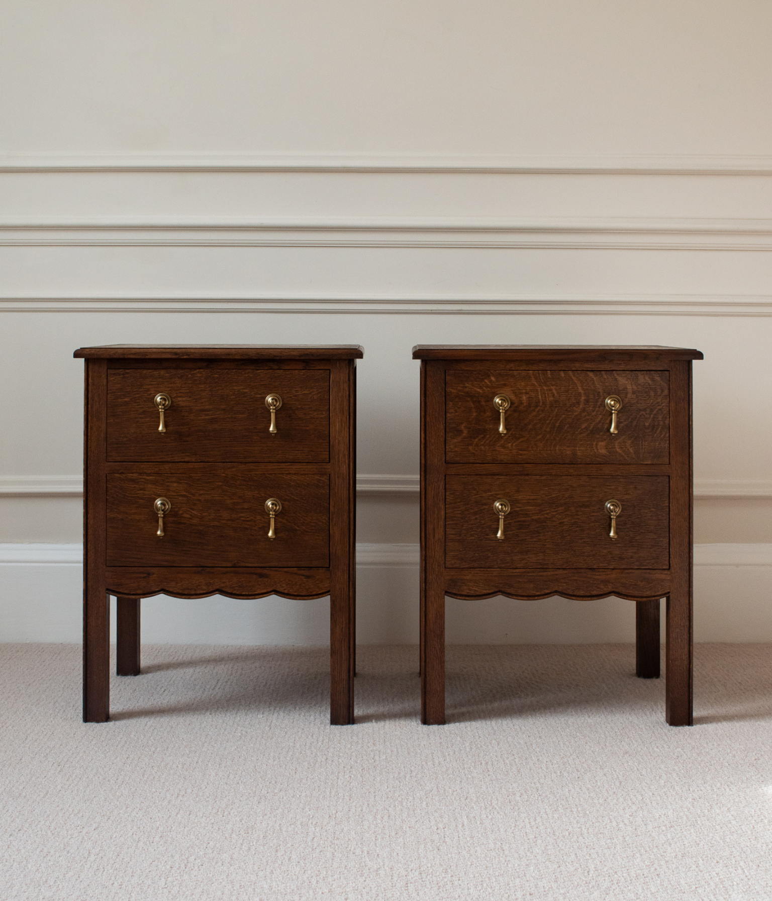 Pair of Santiago Scalloped Bedsides - Bespoke Size | French Oak - Blend #41
