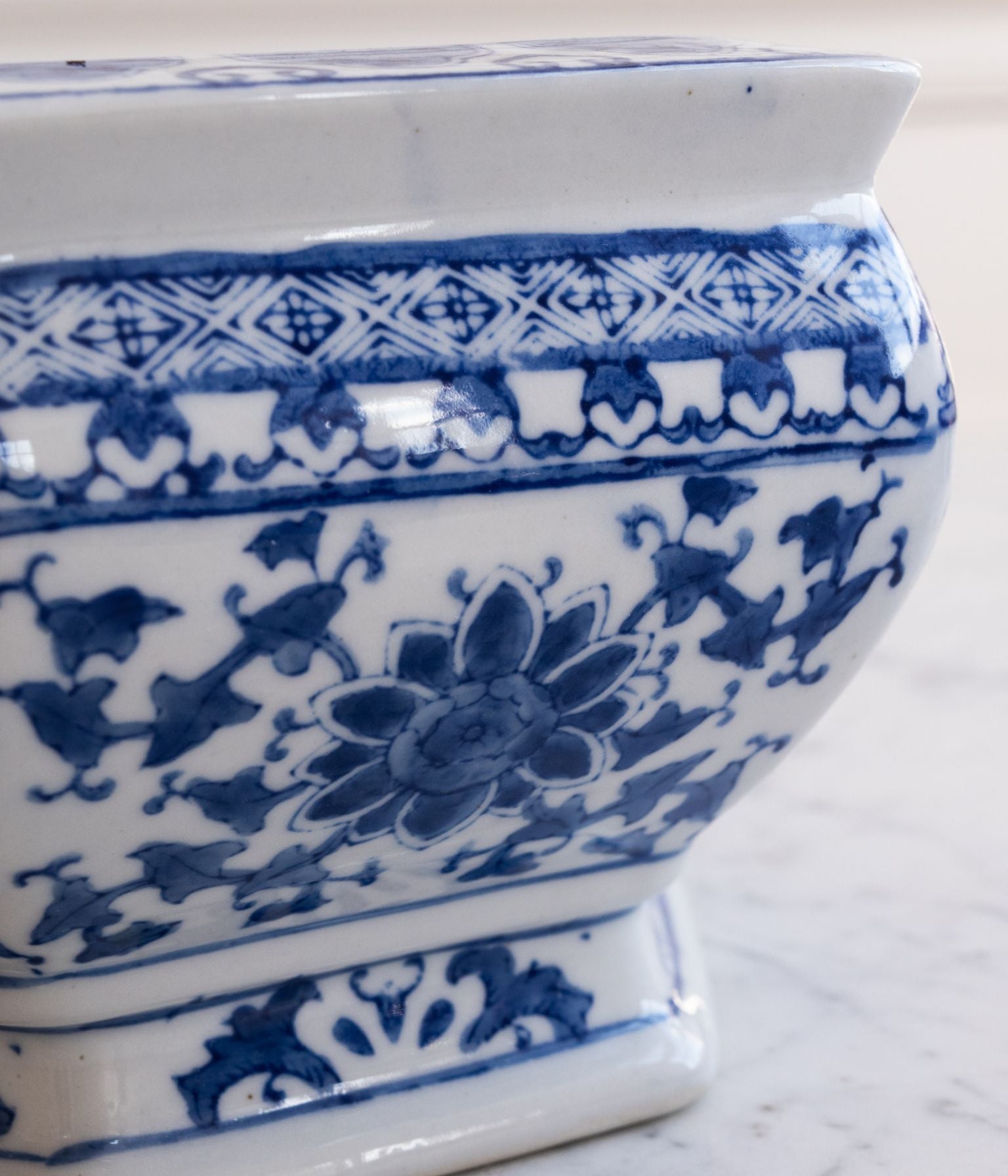 Vintage Handpainted Octagonal Porcelain Bowl
