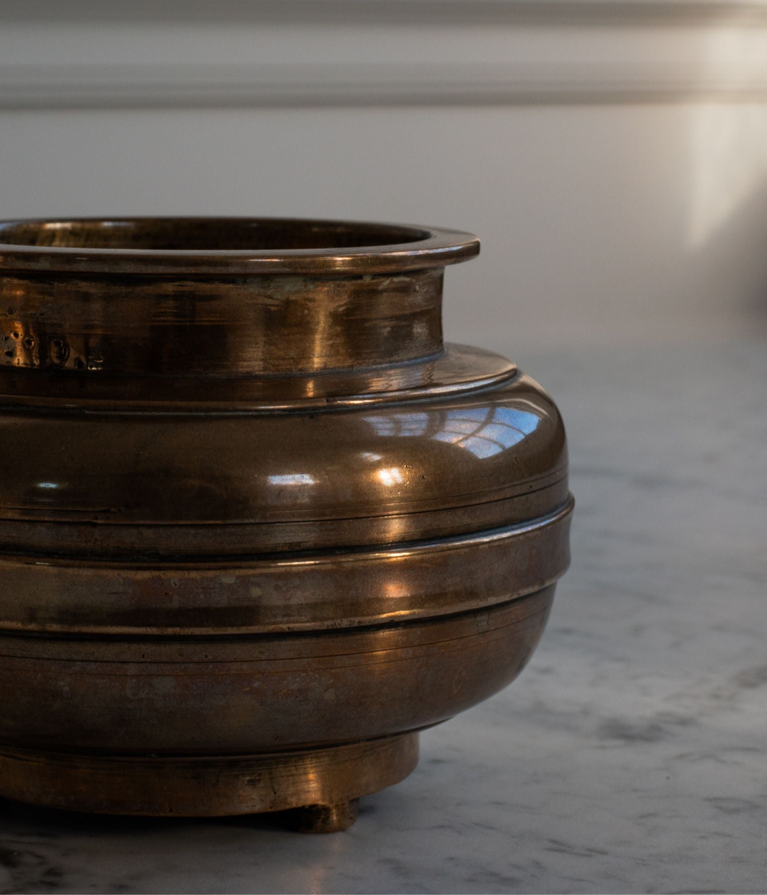 19th Century Turned Brass Vase