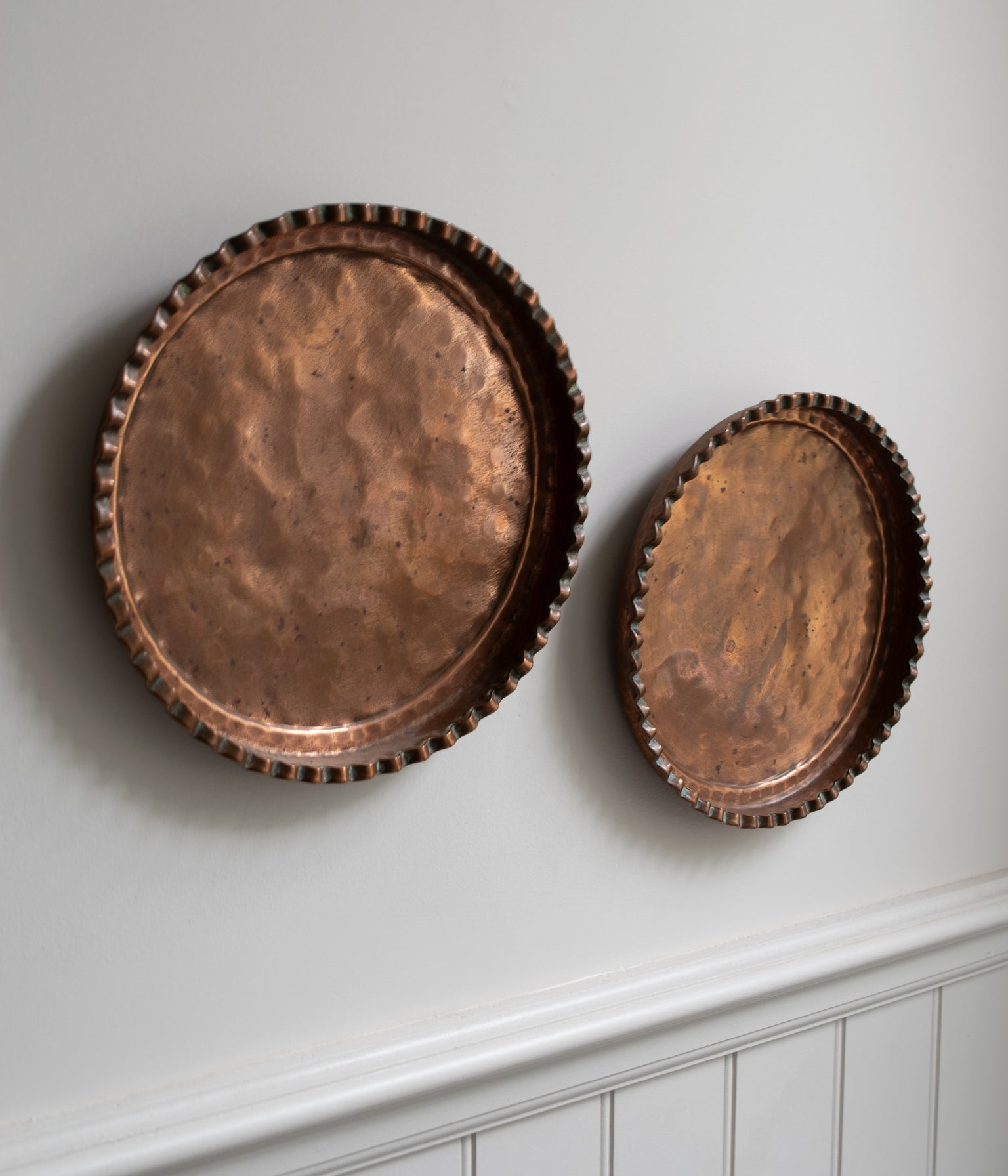 Antique Copper Serving Trays - Set of Two