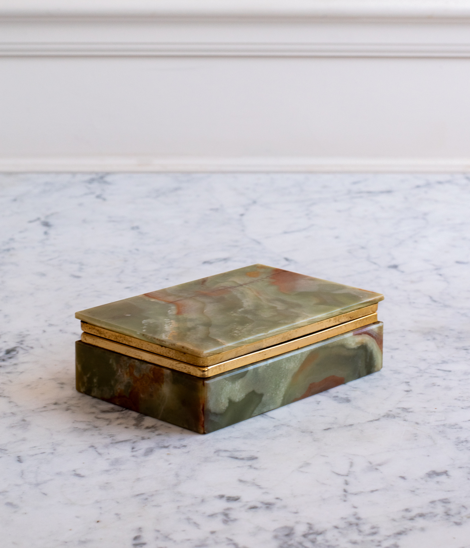 Vintage Italian Green Onyx Box