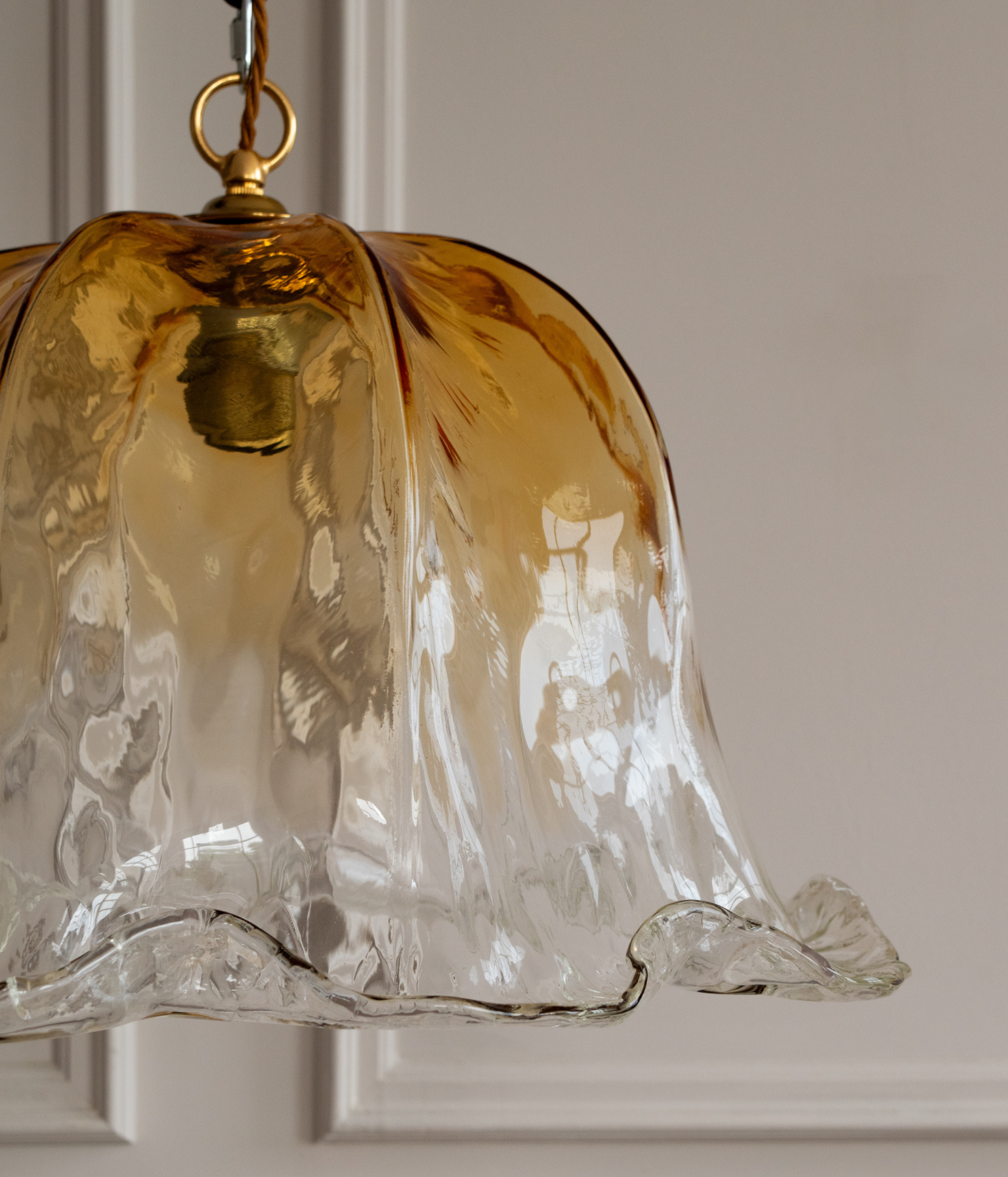 Vintage La Murrina Amber Murano Glass Pendant Light