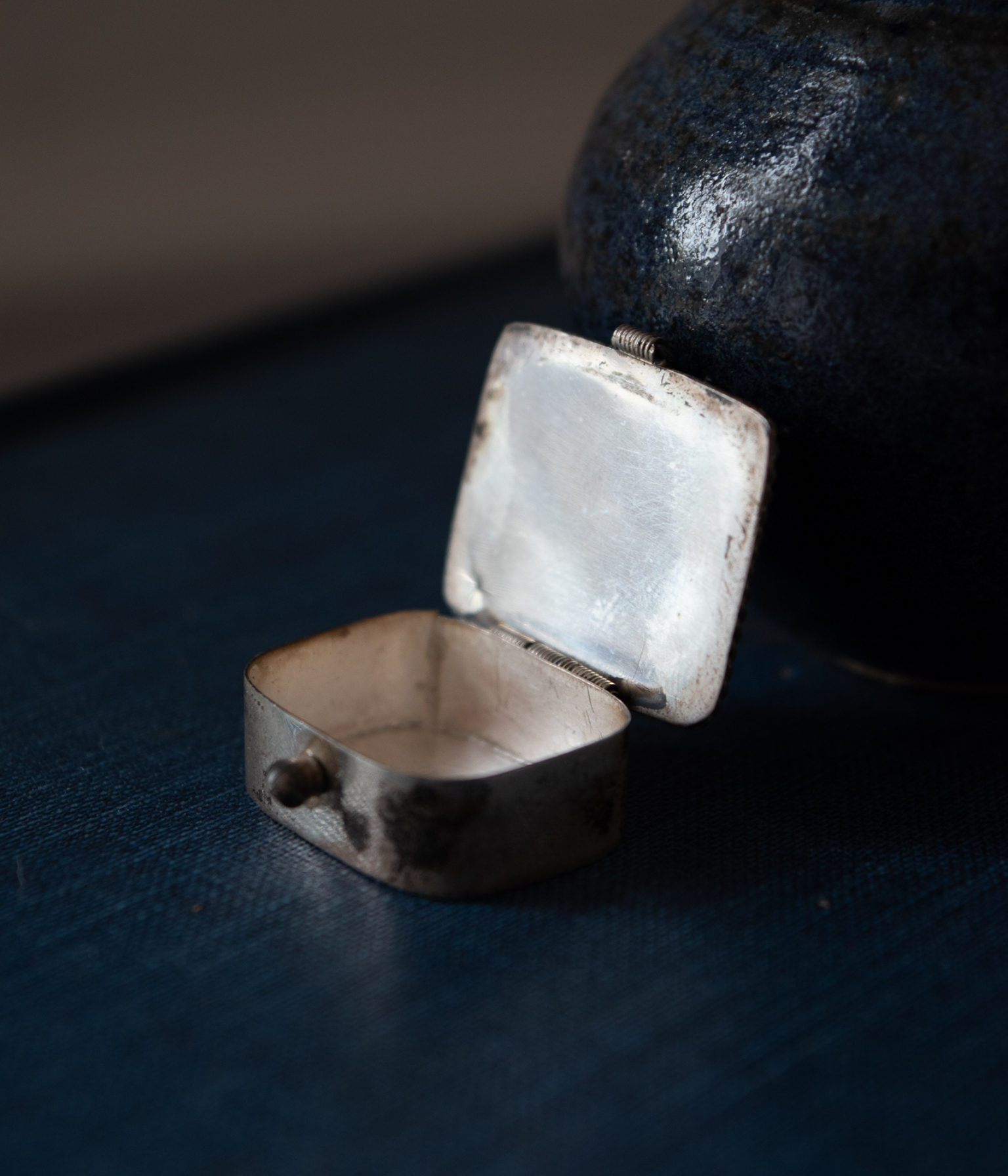 Vintage Abalone and Silver Pill Box