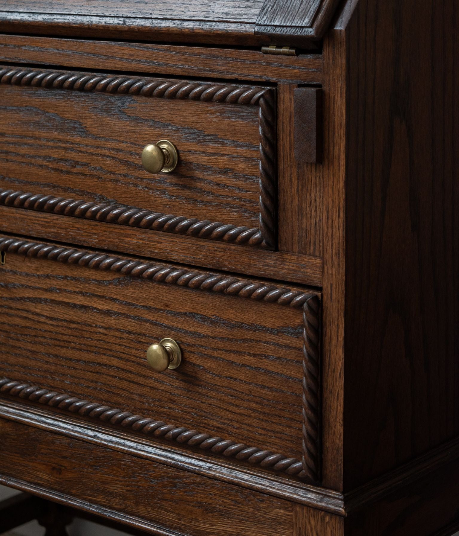 Antique Solid Oak Bureau With Rope Trim In Blend #41