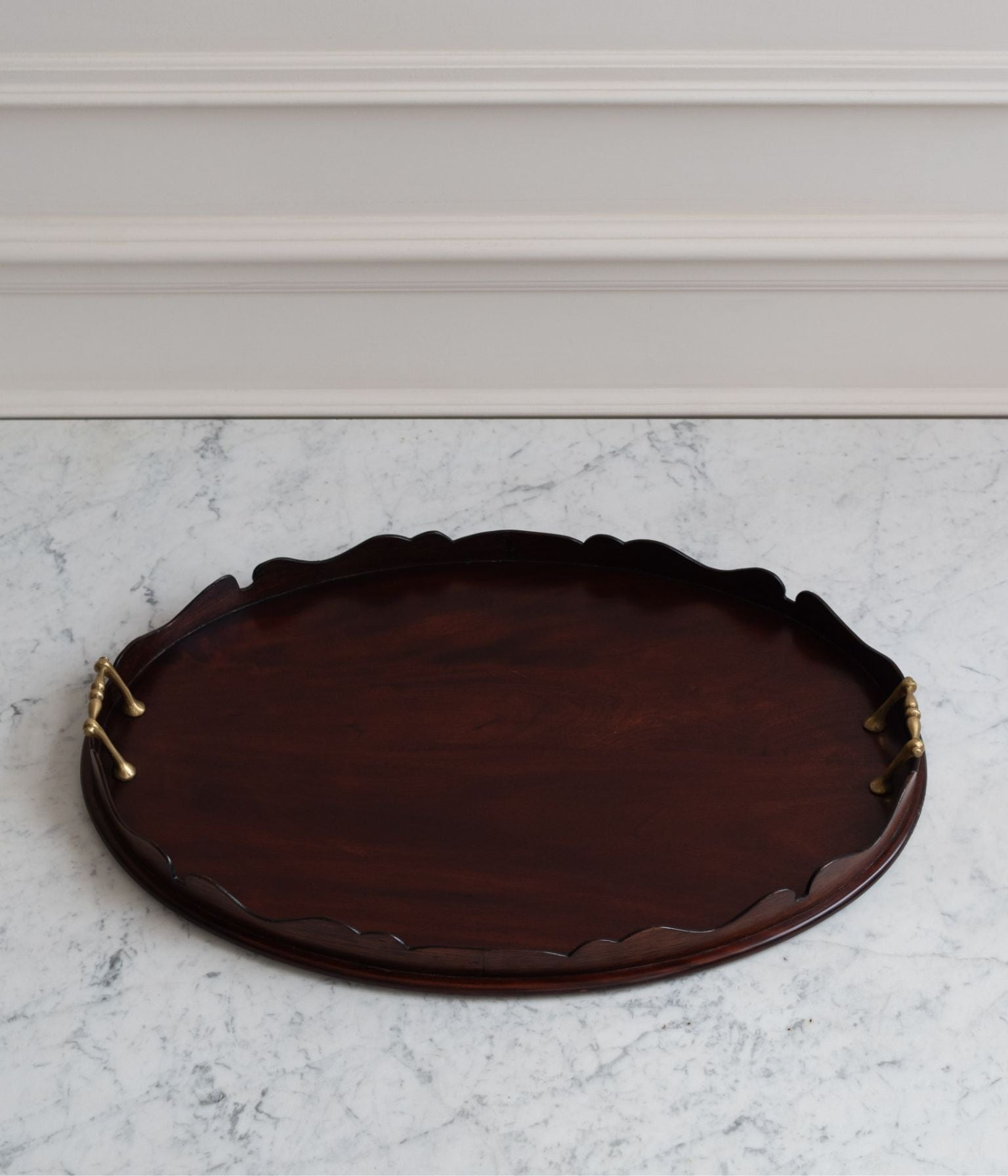 Georgian Mahogany Tea Tray with Brass Gallery Handles