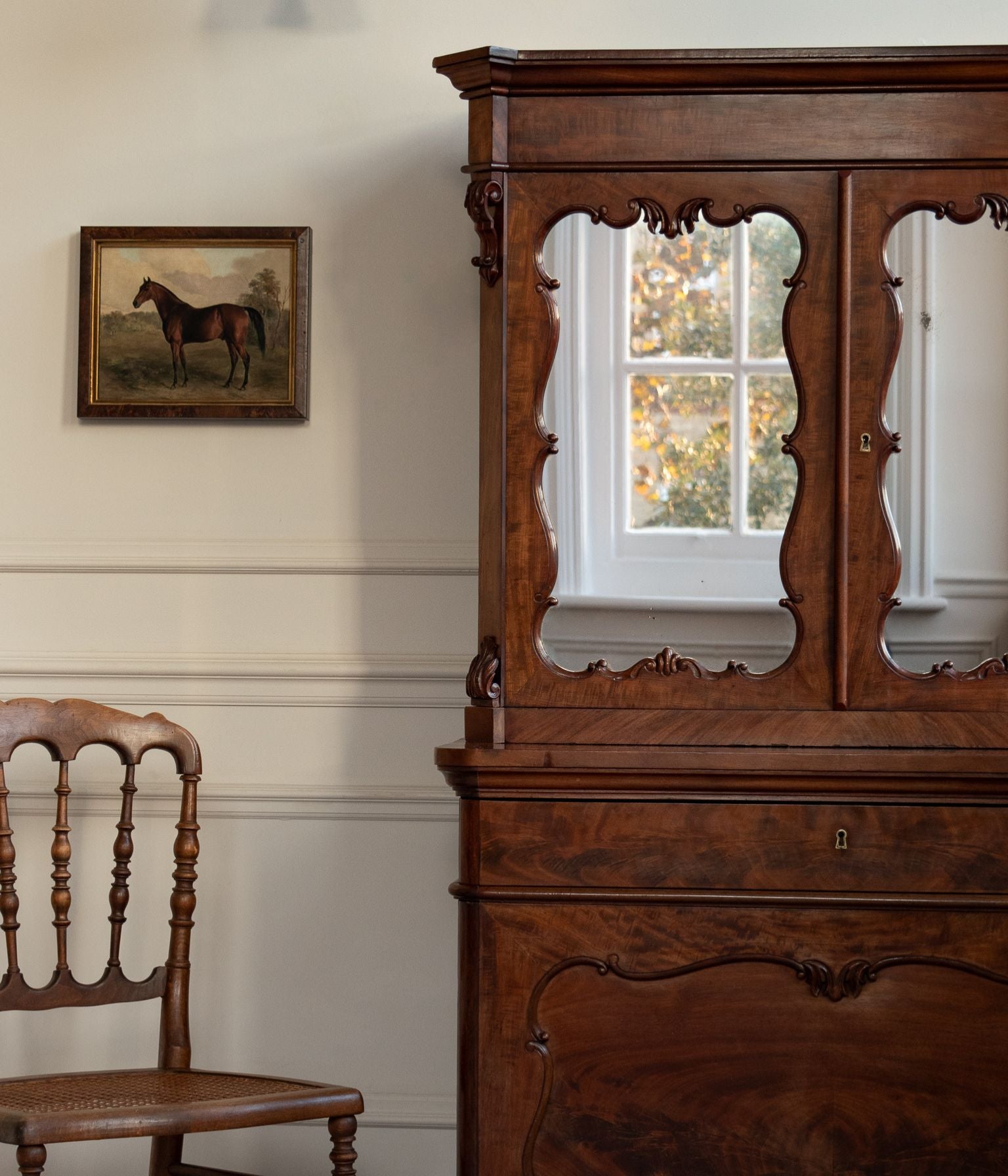Late-19th Century Dutch Mahogany Secretaire Cabinet