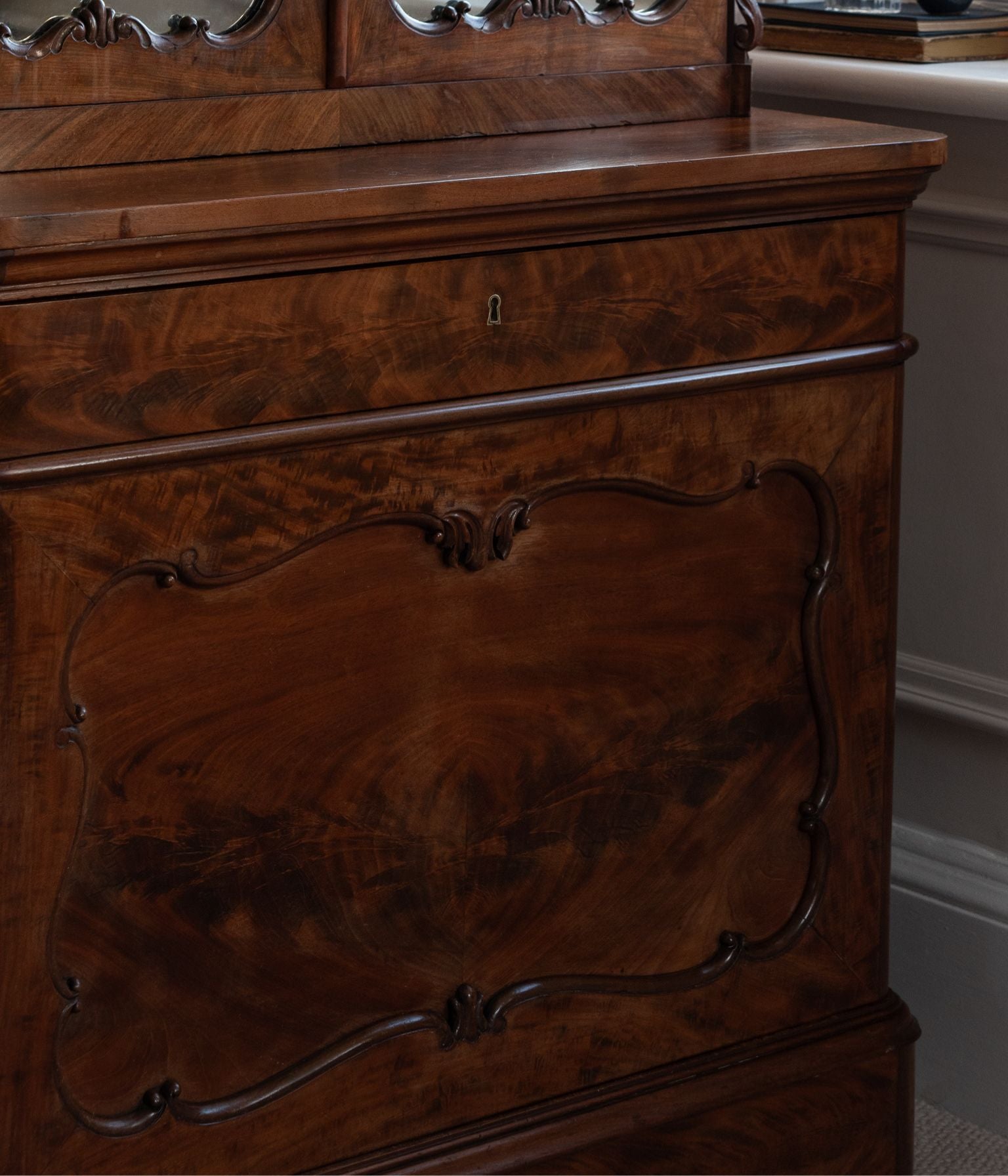 Late-19th Century Dutch Mahogany Secretaire Cabinet