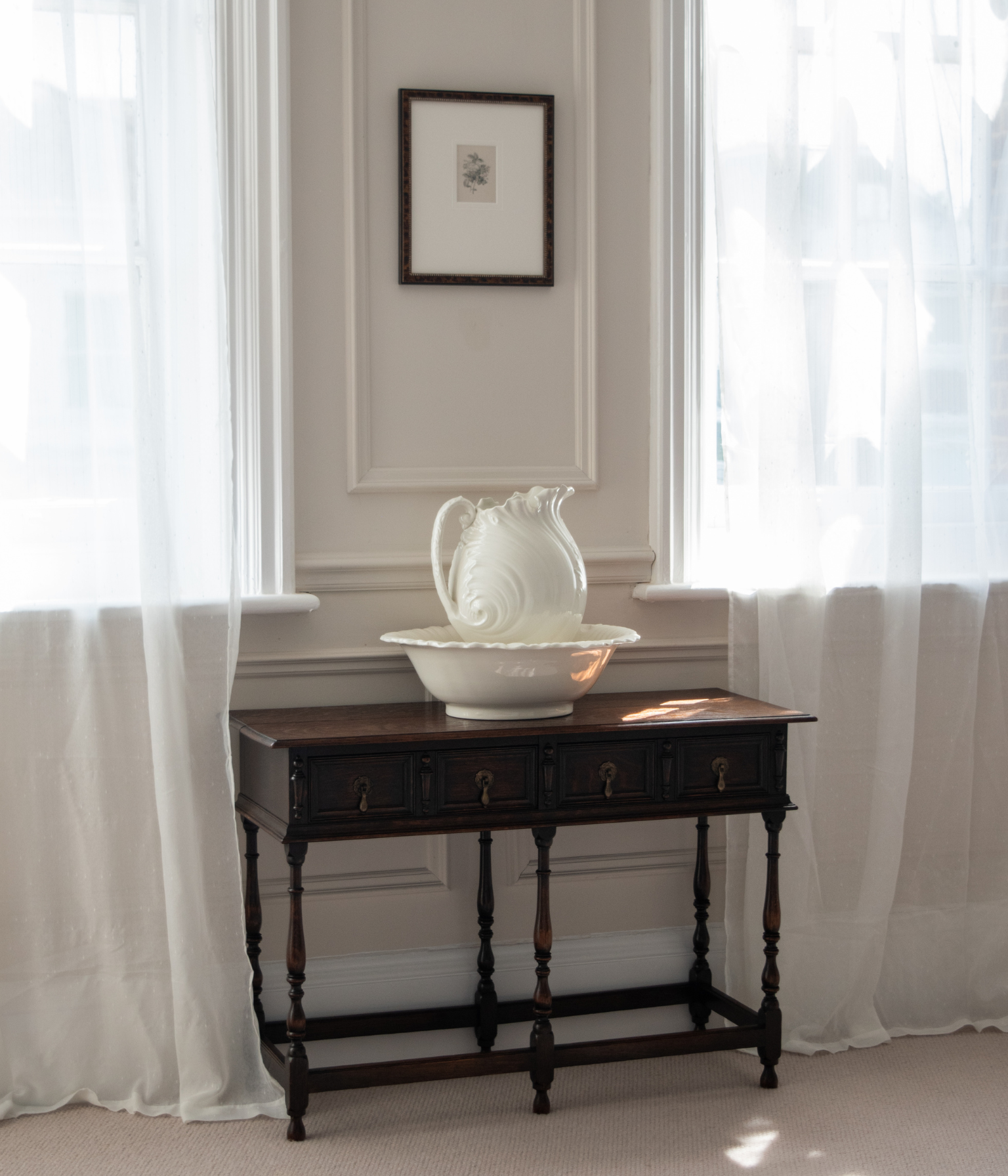 Vintage Jacobean Revival Oak Hall Table