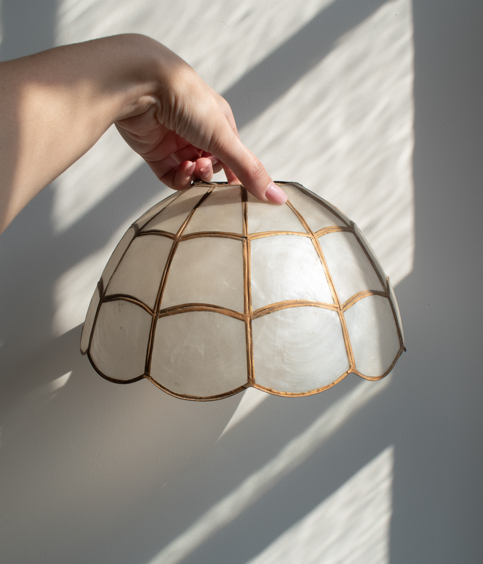 Set of Four Vintage Capiz Shell Scalloped Lamp Shades