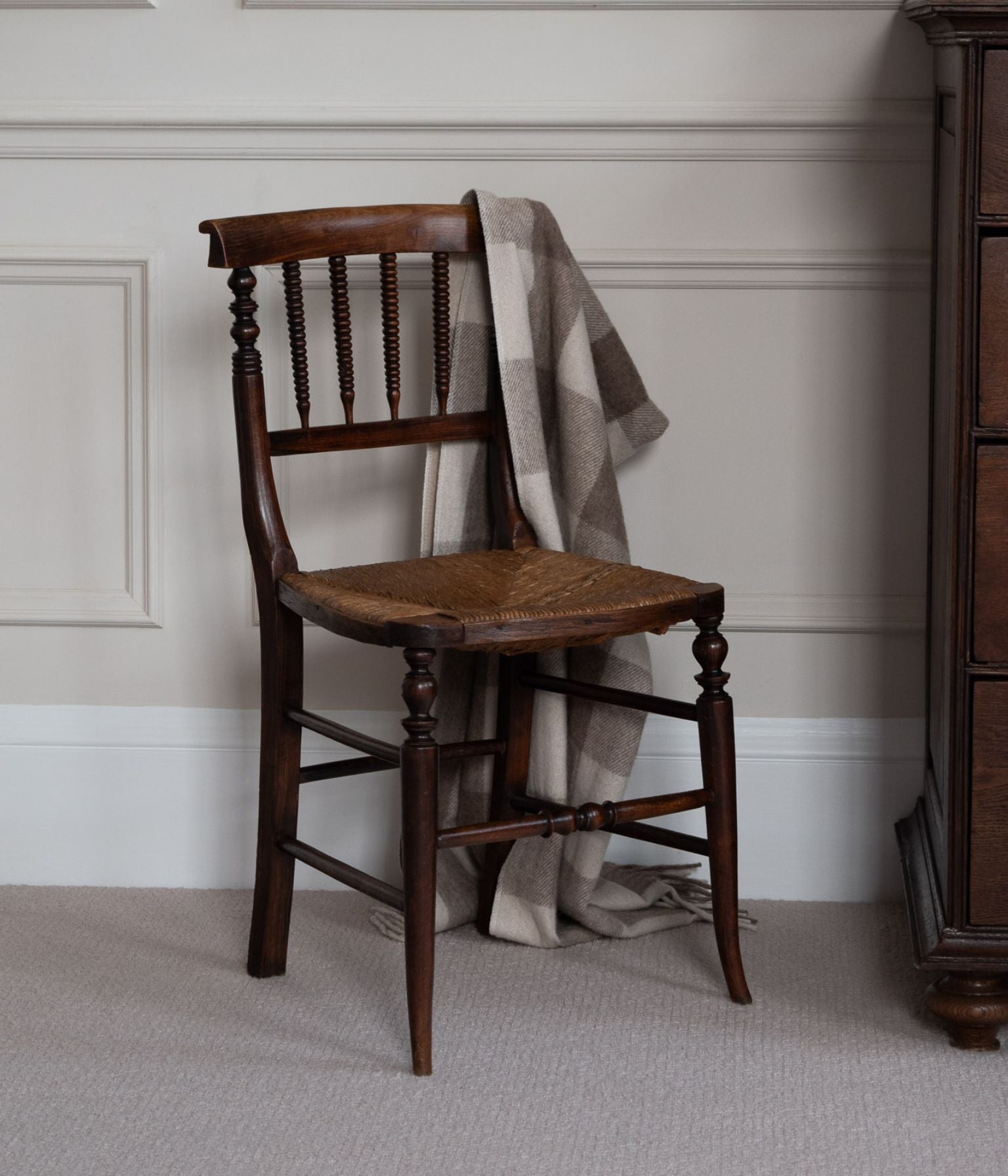Victorian Bobbin-Spindle Chair with Rush Seat