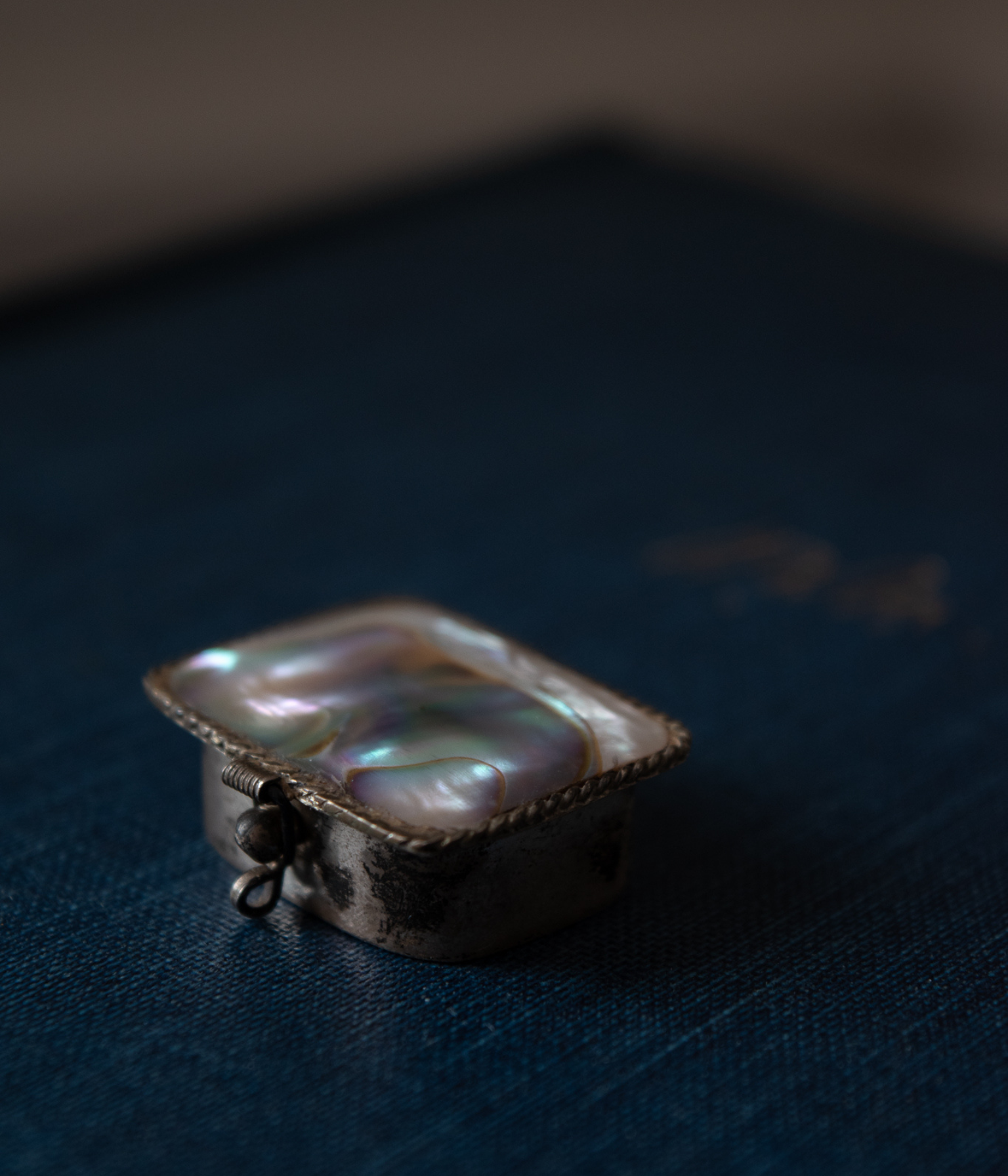 Vintage Abalone and Silver Pill Box