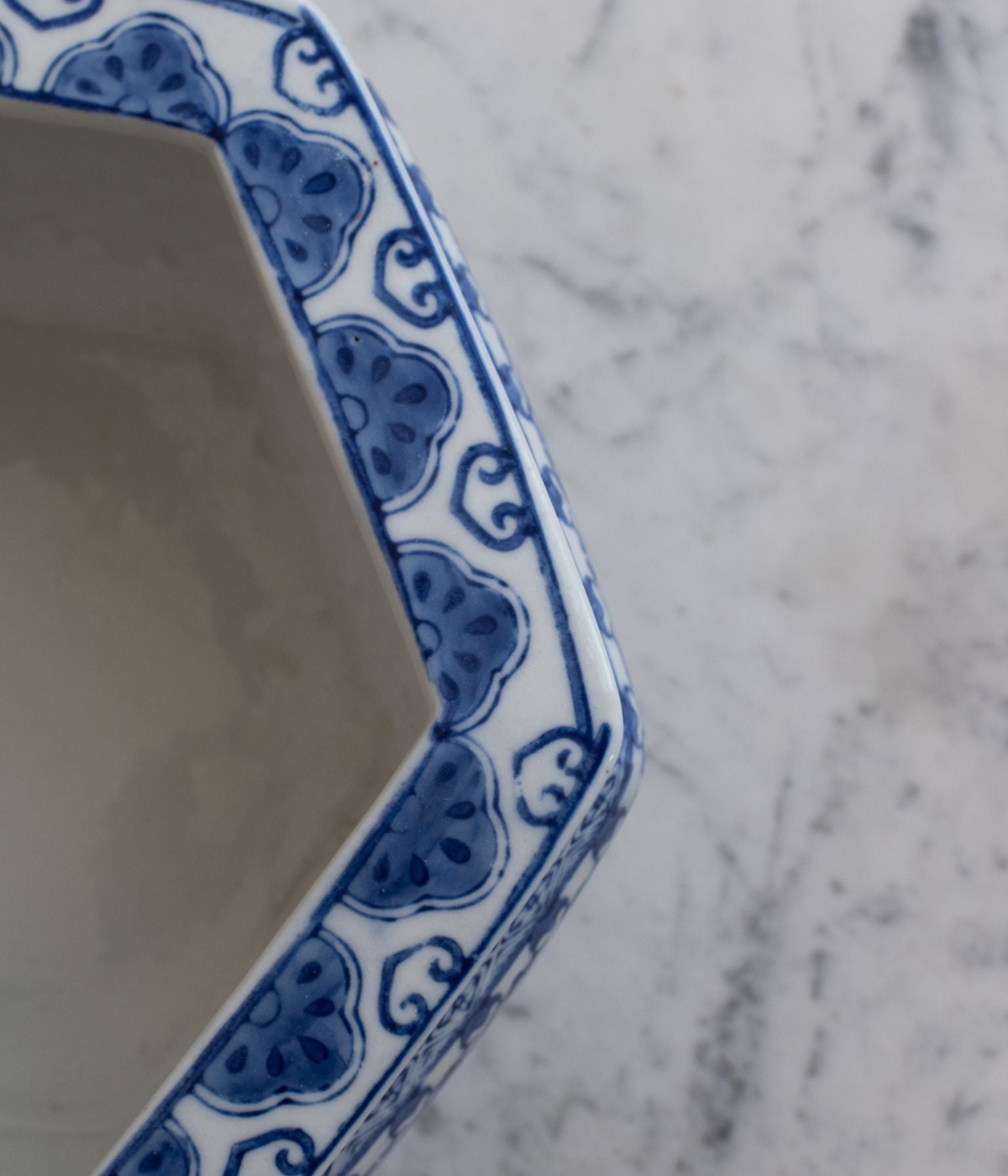 Vintage Handpainted Octagonal Porcelain Bowl
