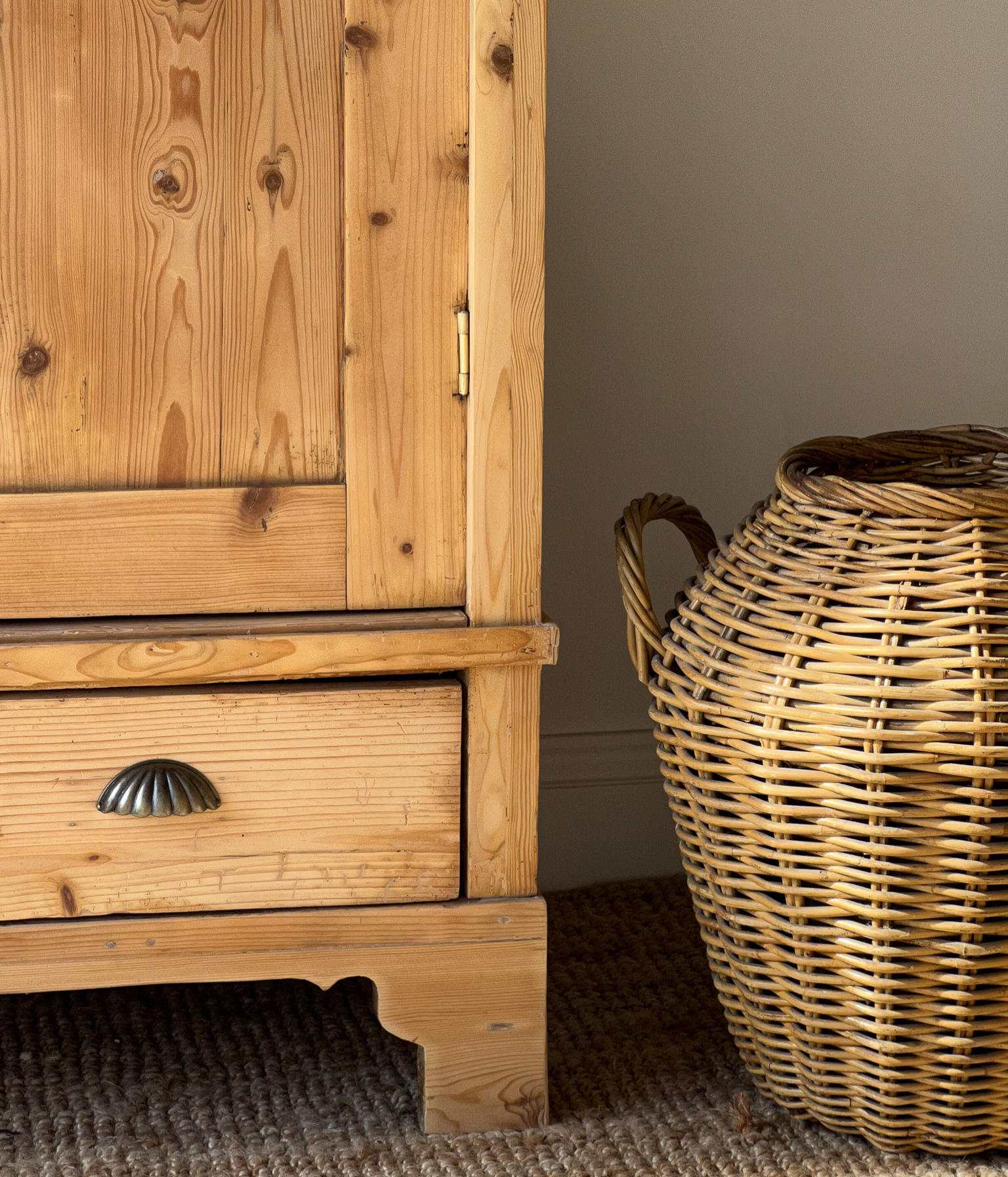 Vintage Rattan Amphora Basket