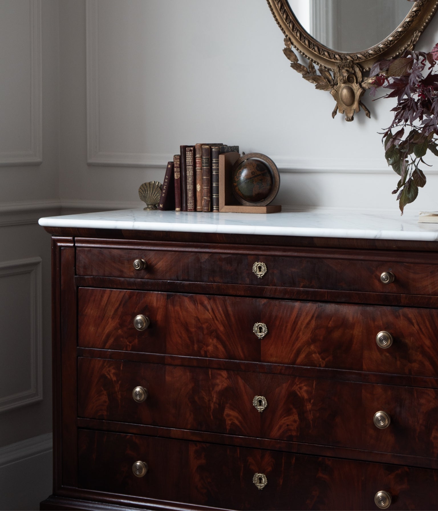 Mid-19th Century Louis Philippe French Mahogany Commode with Honed Calacatta Marble Top