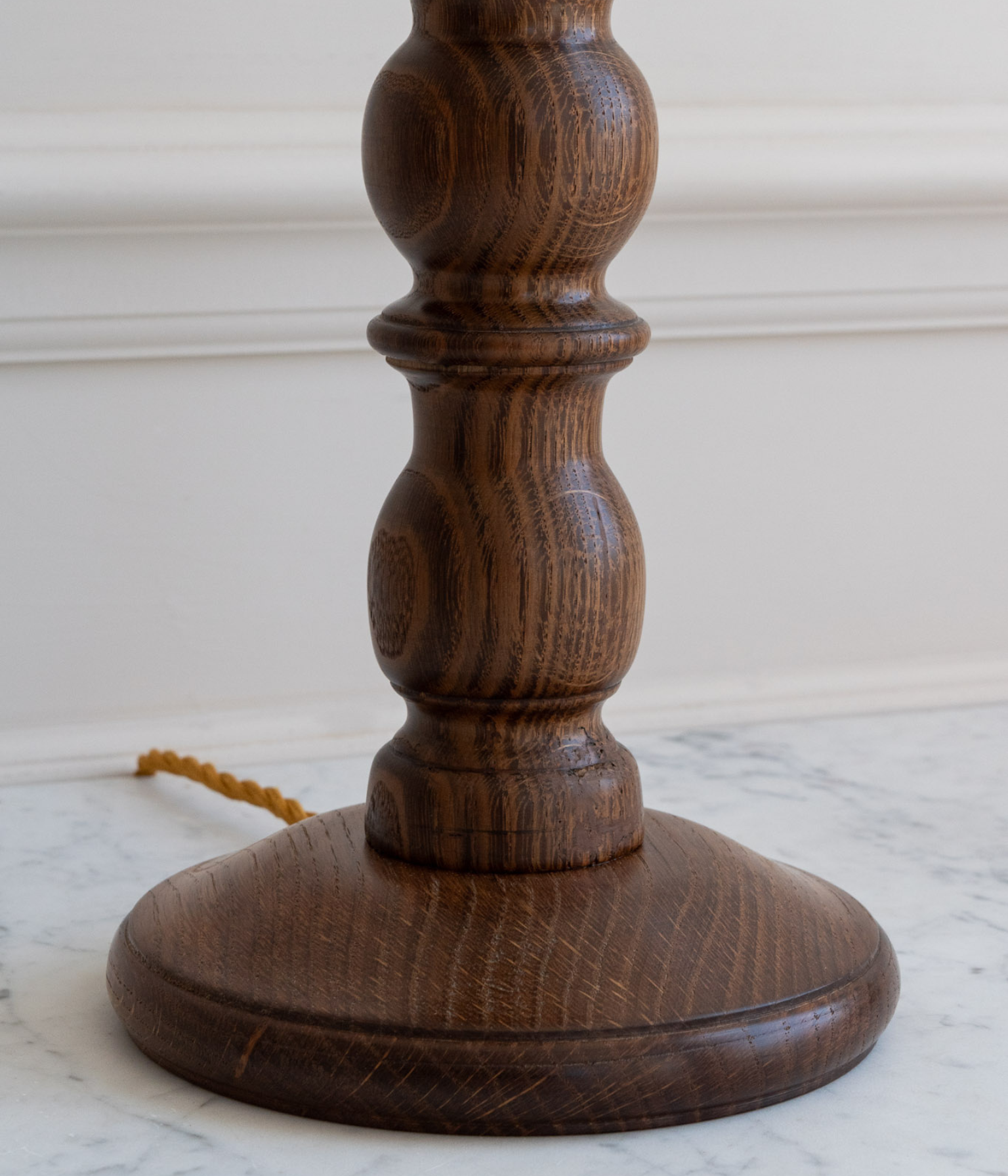 Antique Oak Bobbin Lamp Base - Broad