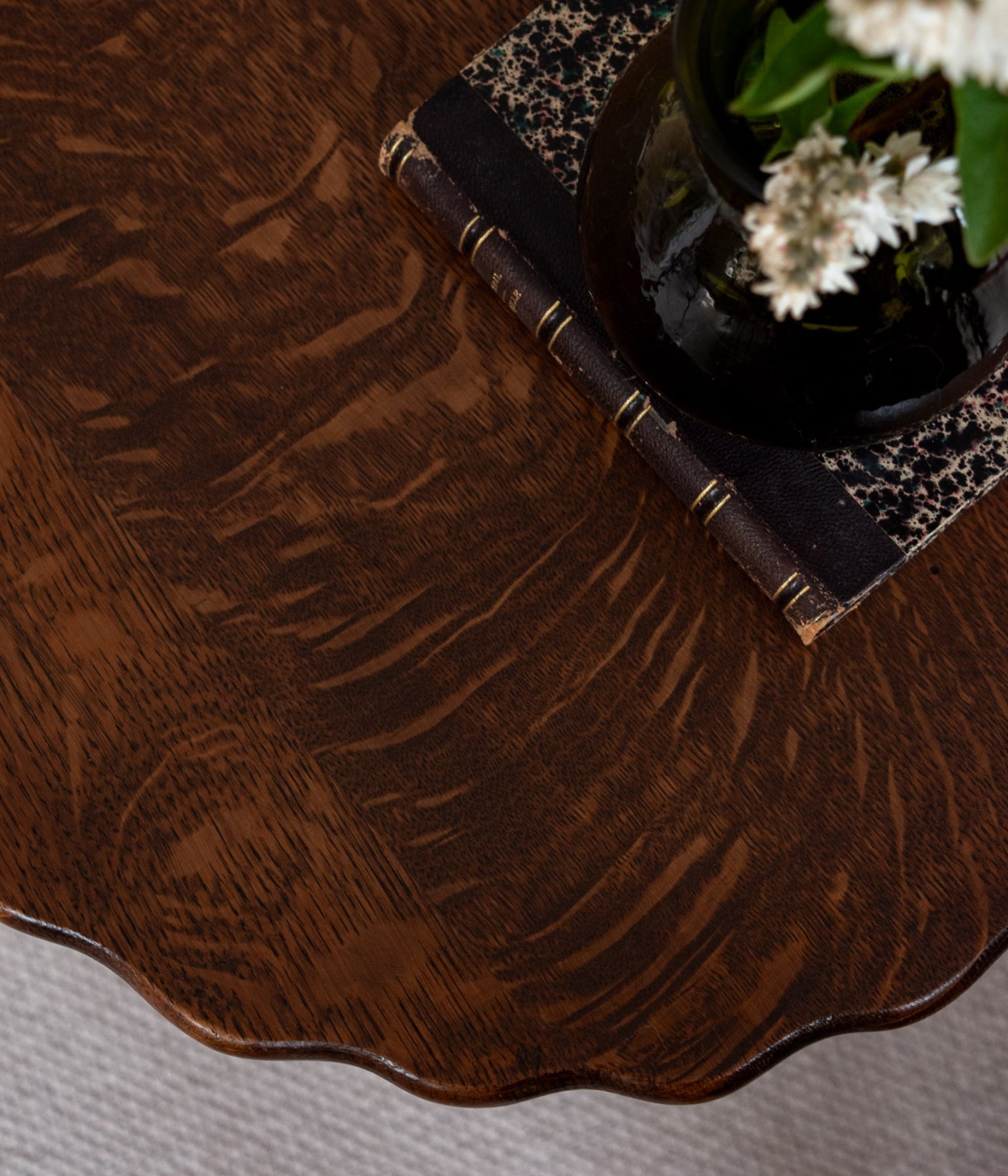 Antique English Oak Barley Twist Side Table
