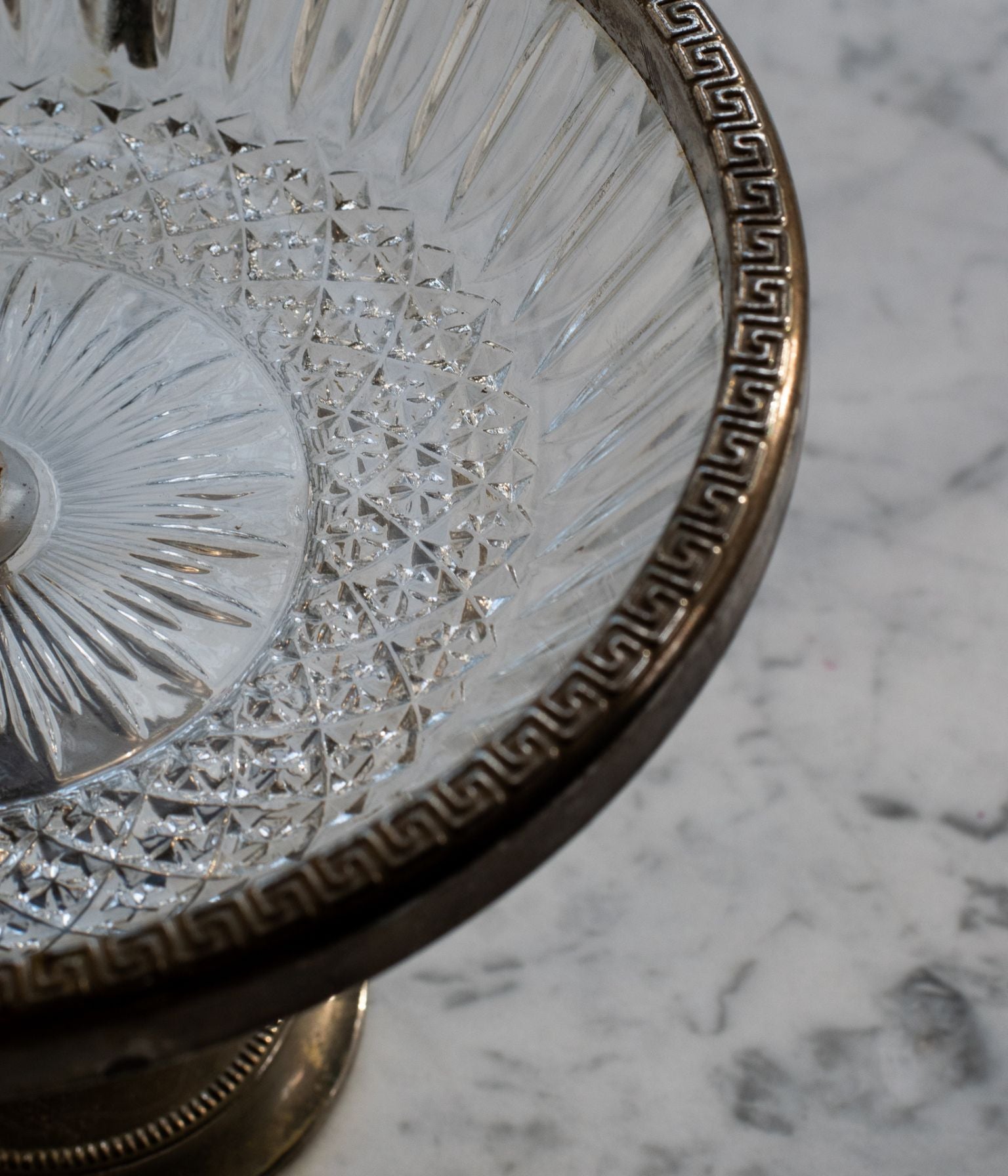 Early 20th Century Silver Plated and Cut Crystal Tazza