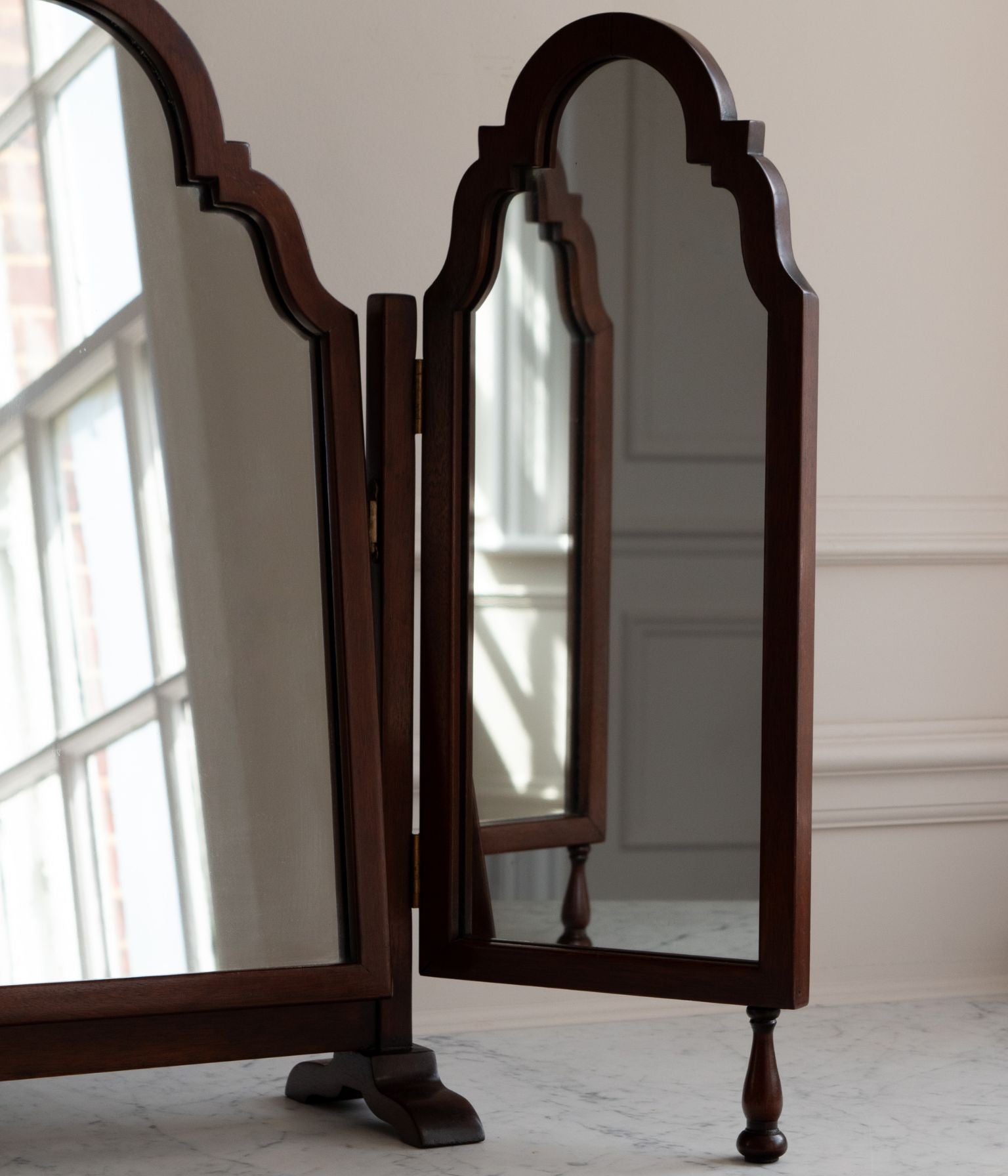 Vintage Mahogany Triptych Dressing Mirror