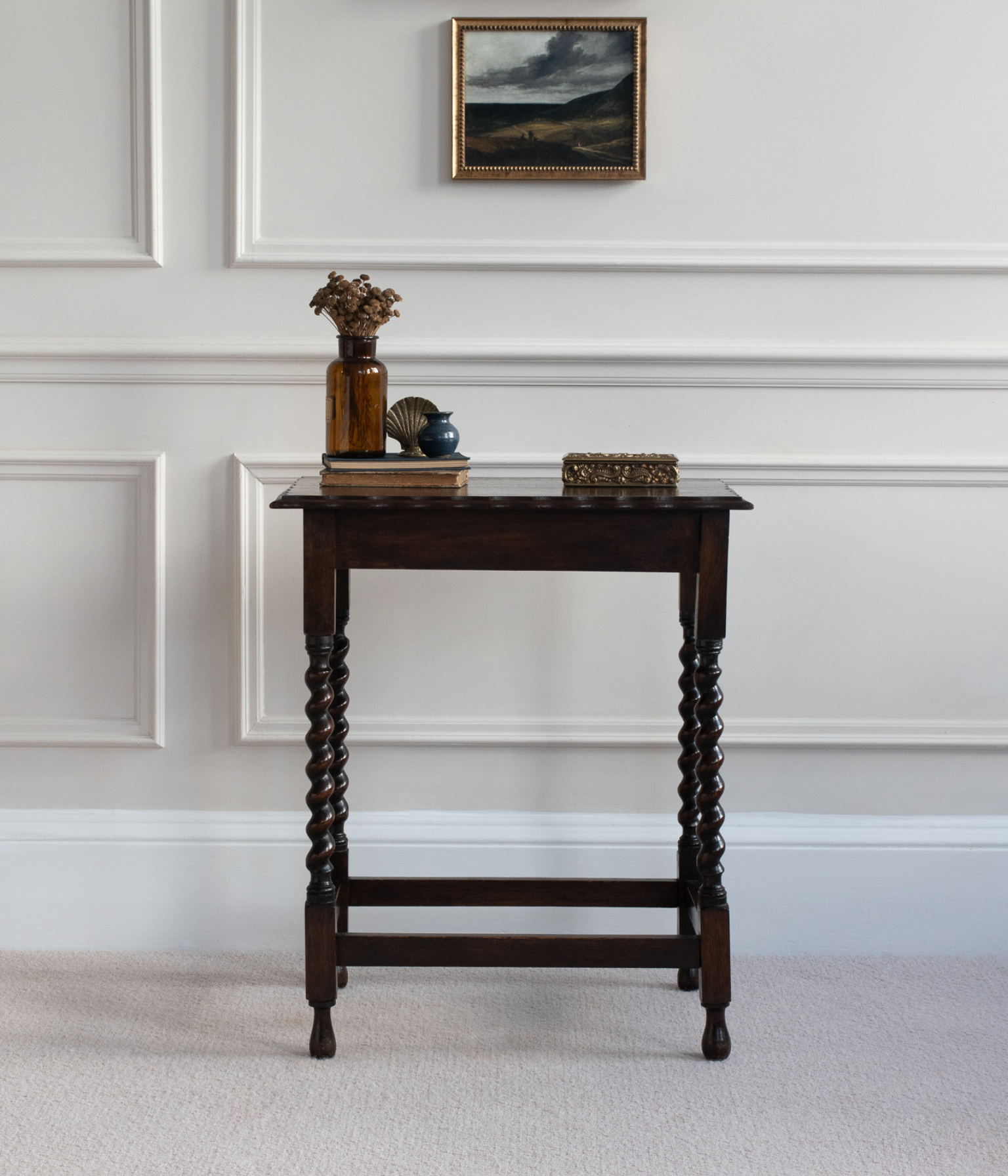 Early 20th Century Solid Oak Barley Twist Table