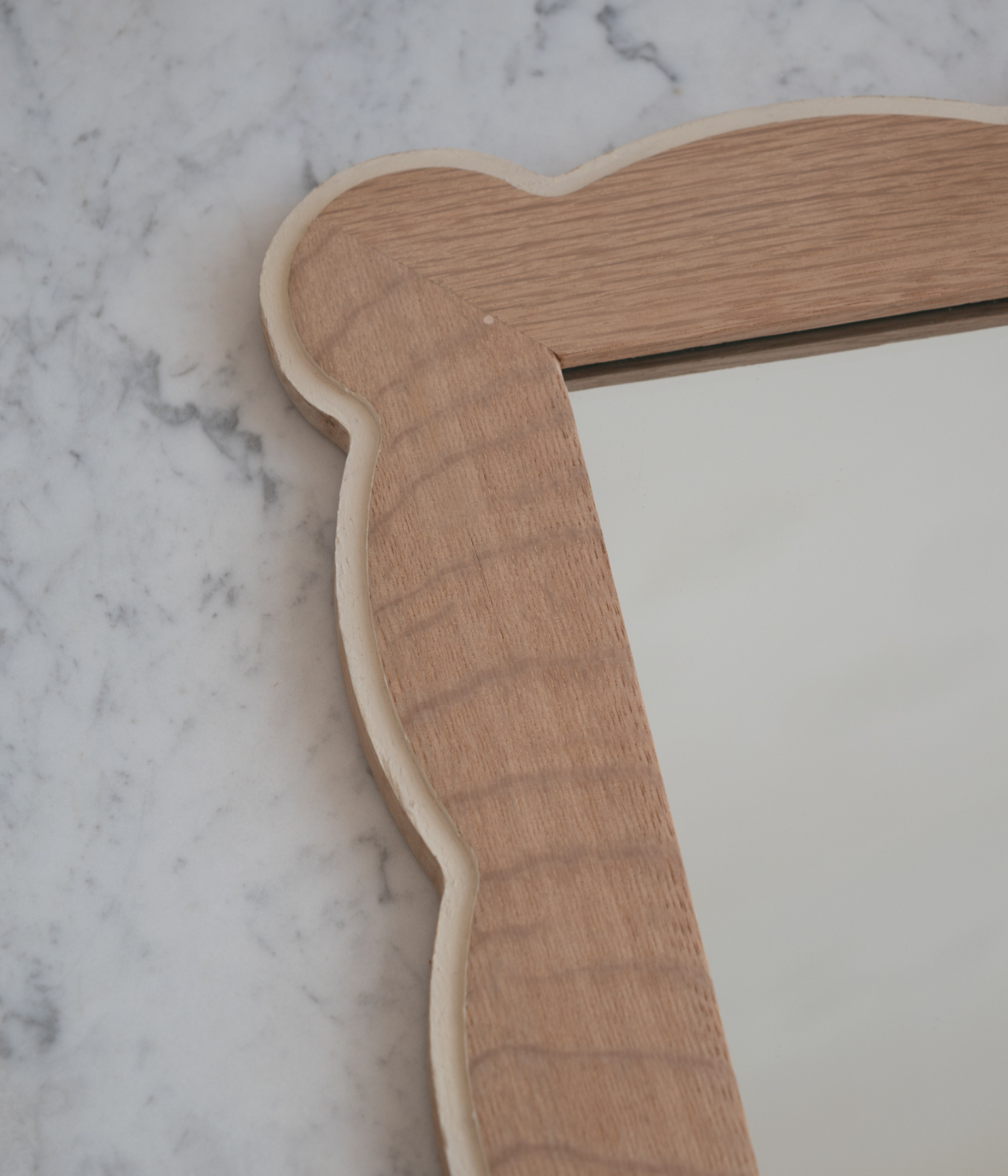 Santiago Scalloped Mirror - Small Size | Highlighted Edge | English Oak - Raw