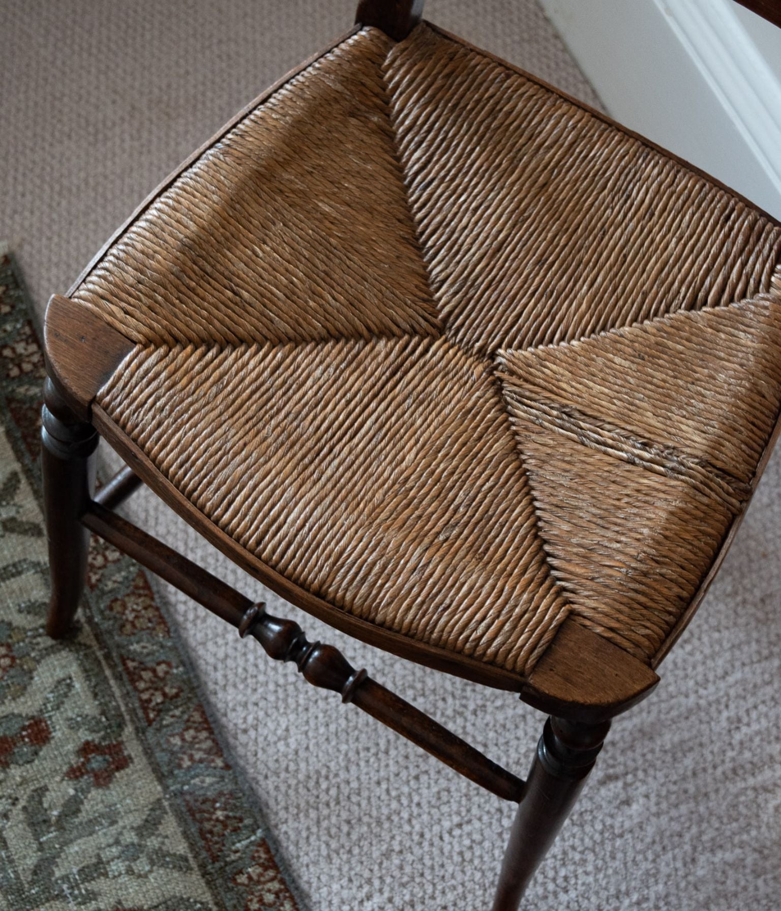 Victorian Bobbin-Spindle Chair with Rush Seat