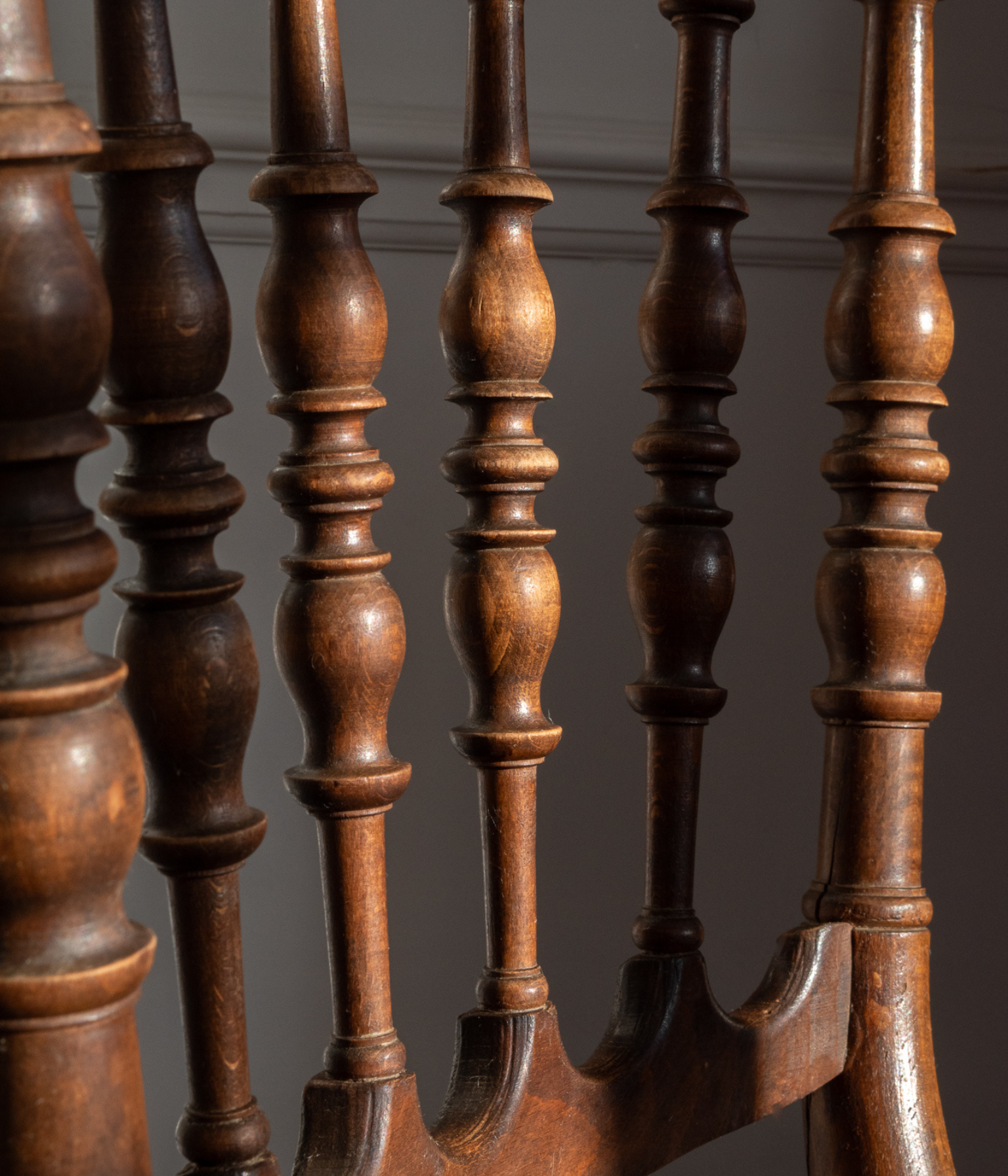 Late 19th-Century English Beech Side Chair with Caned Seat
