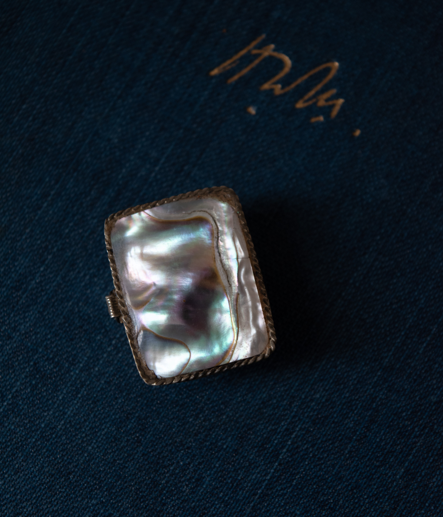 Vintage Abalone and Silver Pill Box