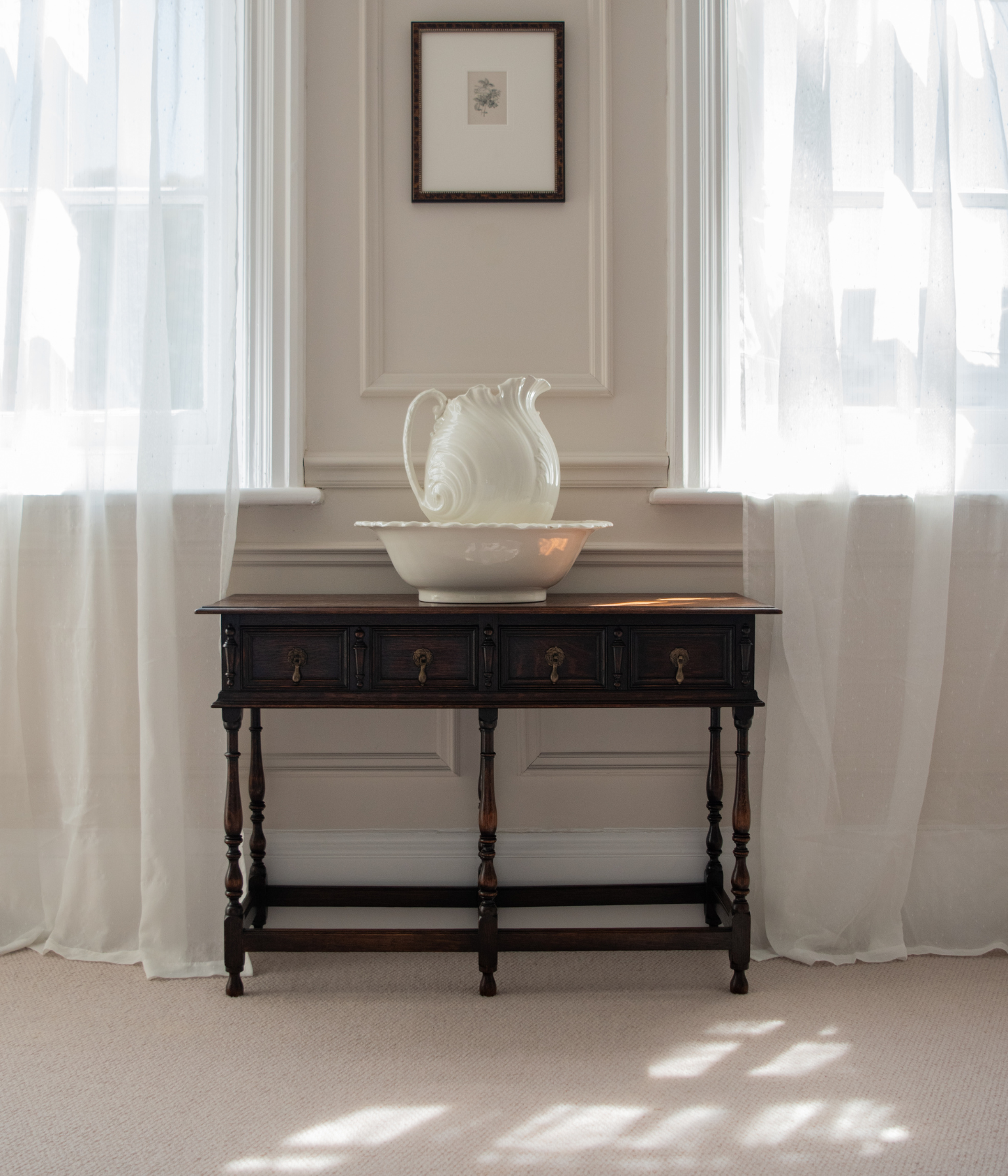 Vintage Jacobean Revival Oak Hall Table