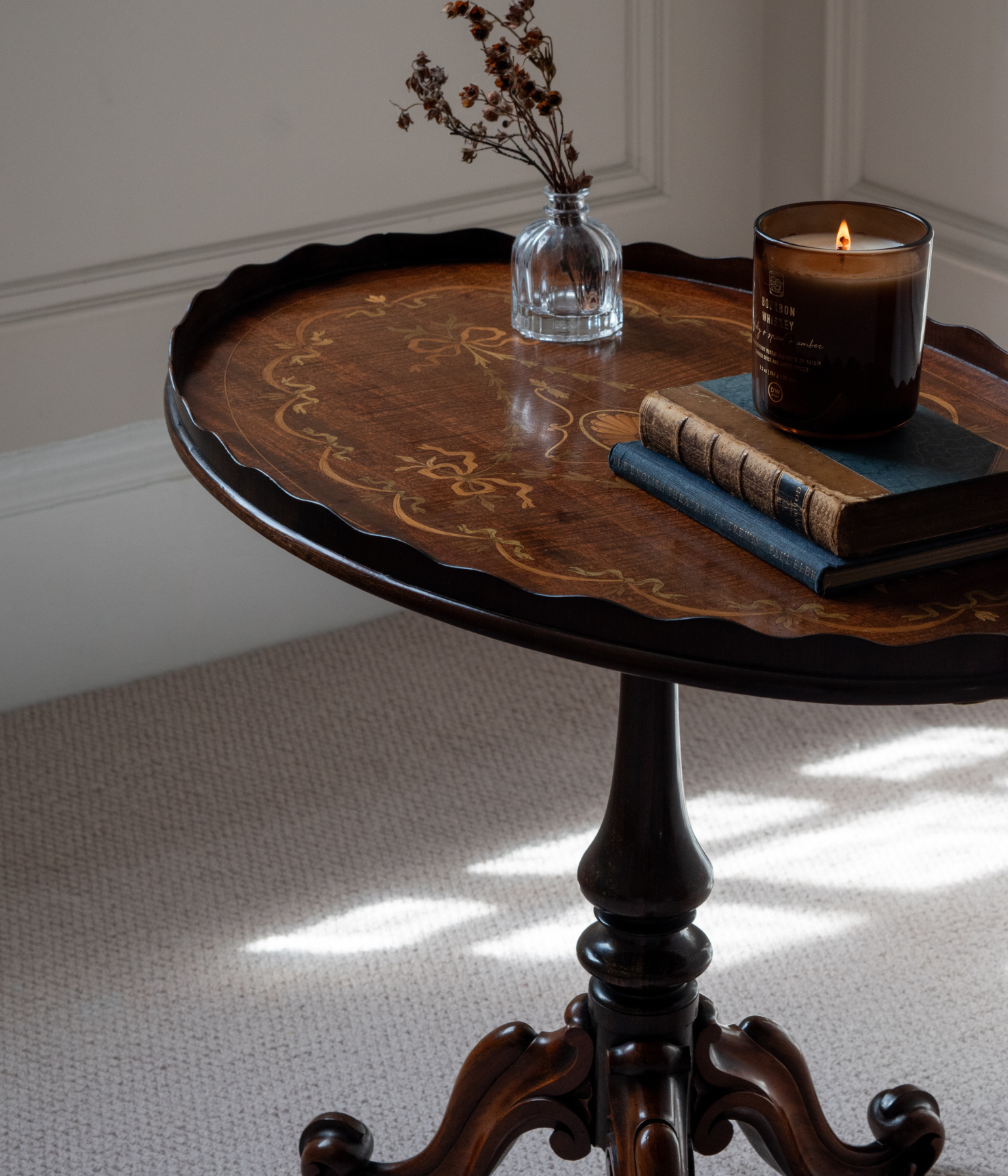 Edwardian Mahogany Marquetry Tray-Top Table