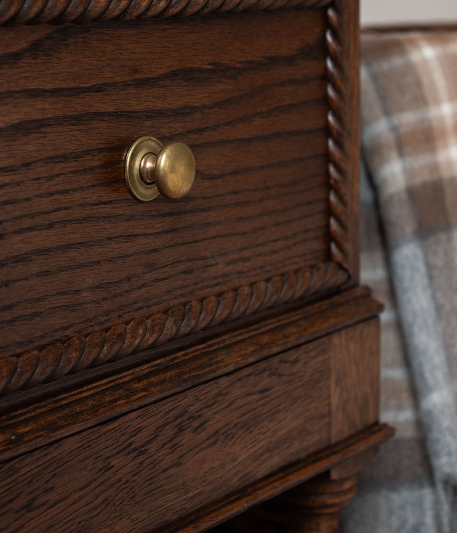 Antique Solid Oak Bureau With Rope Trim In Blend #41