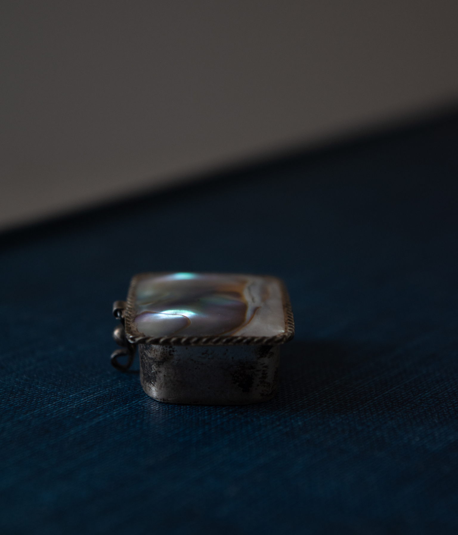 Vintage Abalone and Silver Pill Box