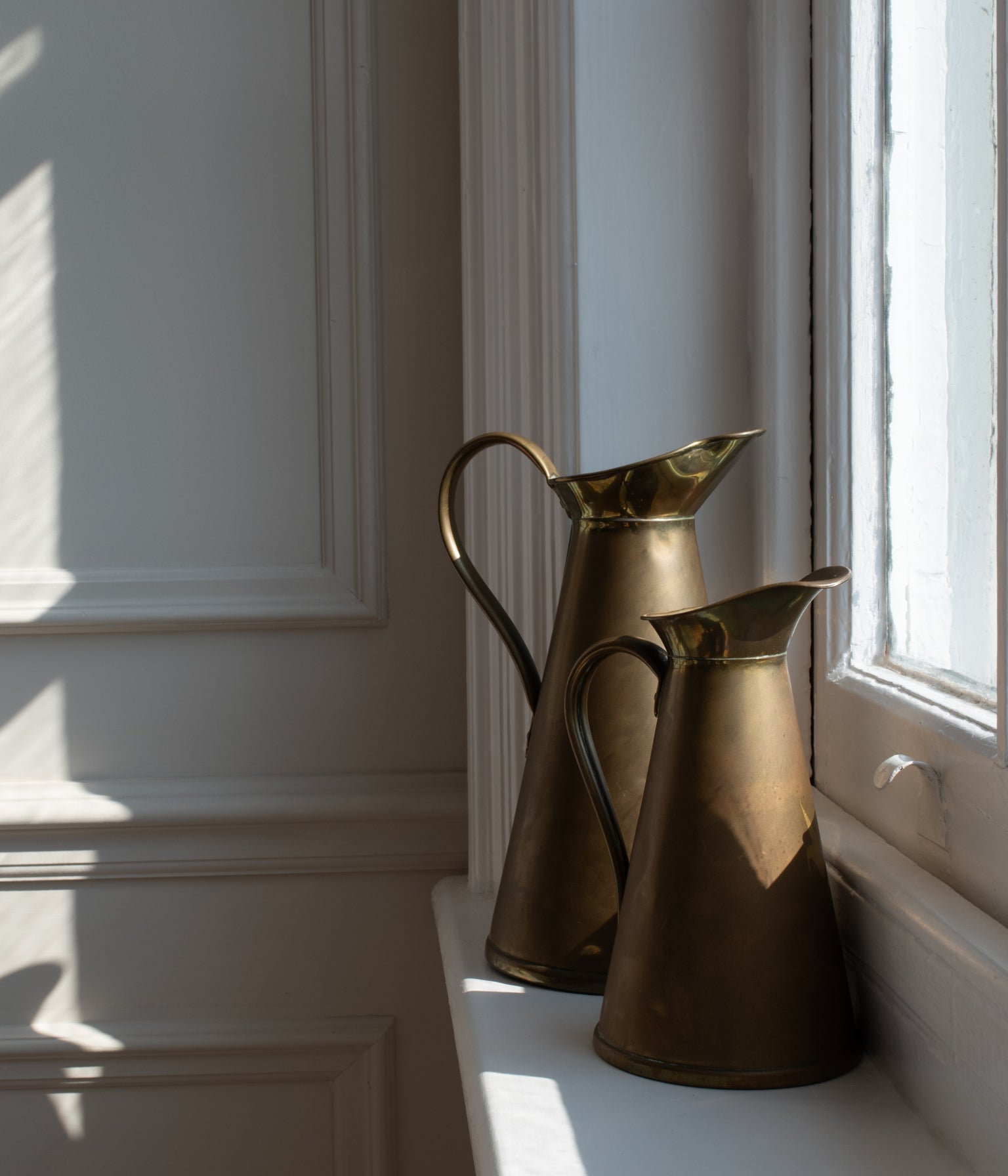 Antique Brass Water Jugs - Set of Two