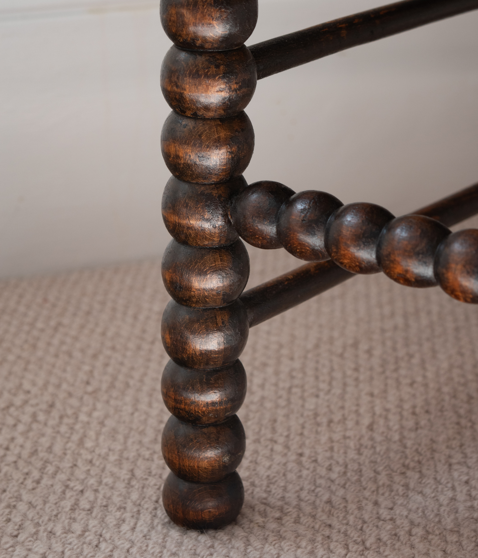 19th Century Bobbin-Turned Beech Chair with a Hand-Caned Seat