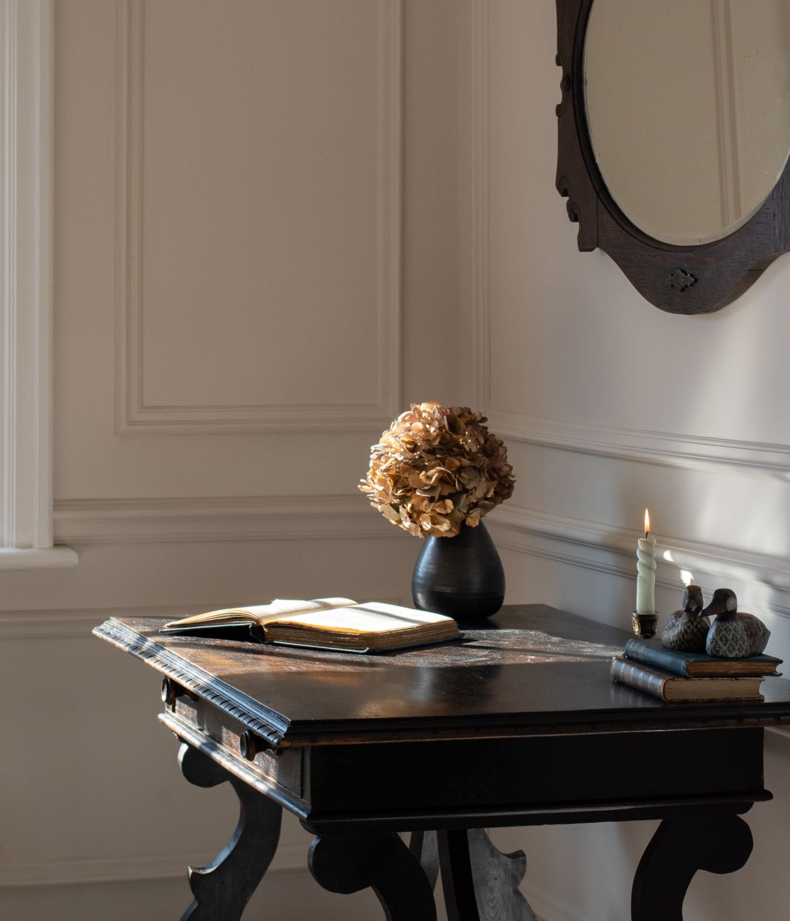 Spanish Ebonised Writing Table with Drawer, Early 20th Century